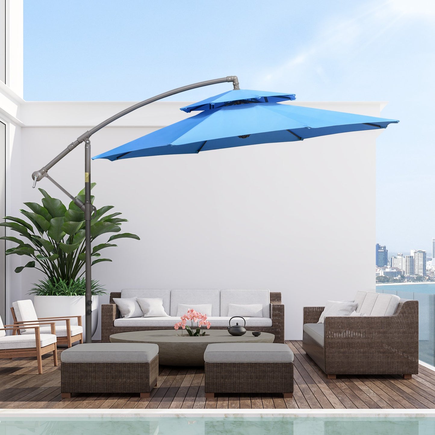 Cantilever umbrella, 2.67 m, double roof, UV protection