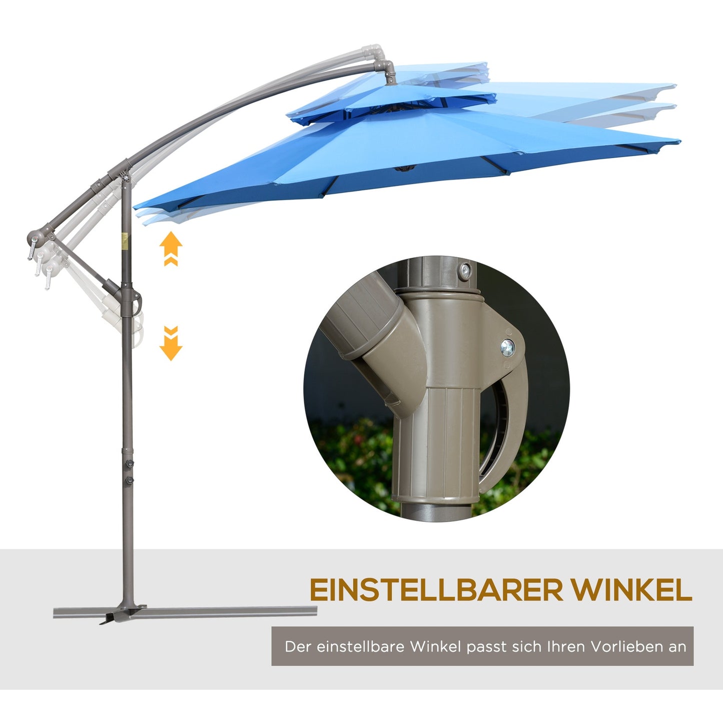 Cantilever umbrella, 2.67 m, double roof, UV protection