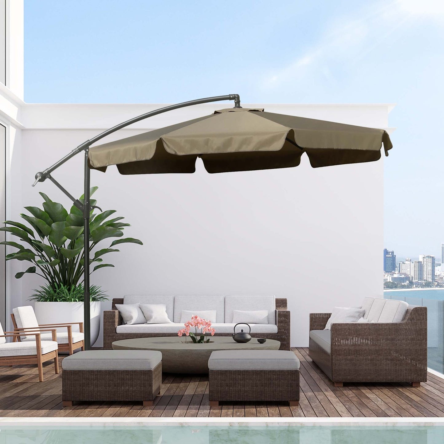Cantilever Parasol Umbrella with crank, sun protection 2.65m