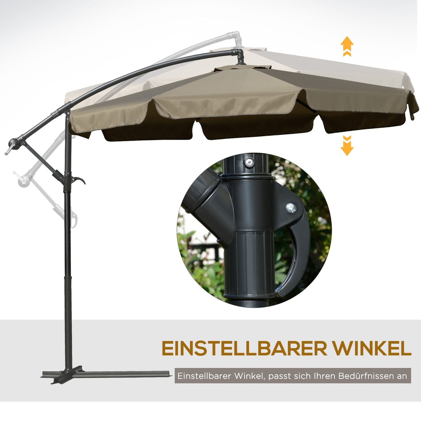 Cantilever Parasol Umbrella with crank, sun protection 2.65m