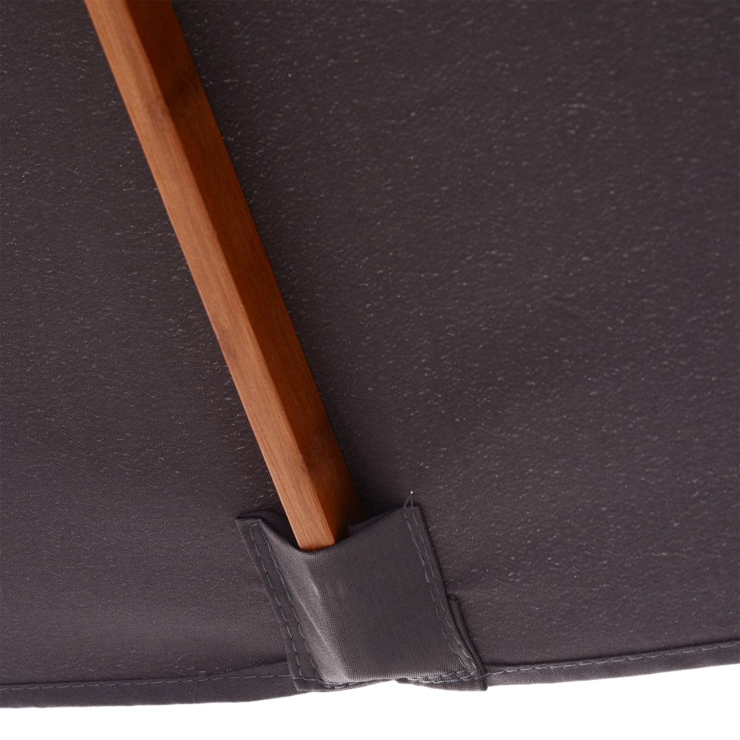 Folding Garden Umbrella - Fir Wood, Adjustable, Dark Grey