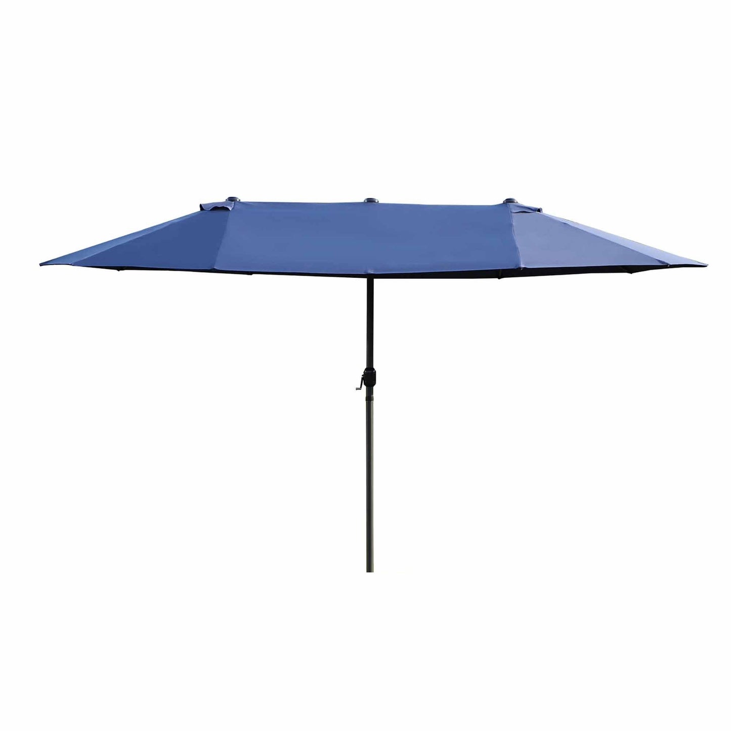 Blue Oval Garden Parasol - Double market umbrella with crank