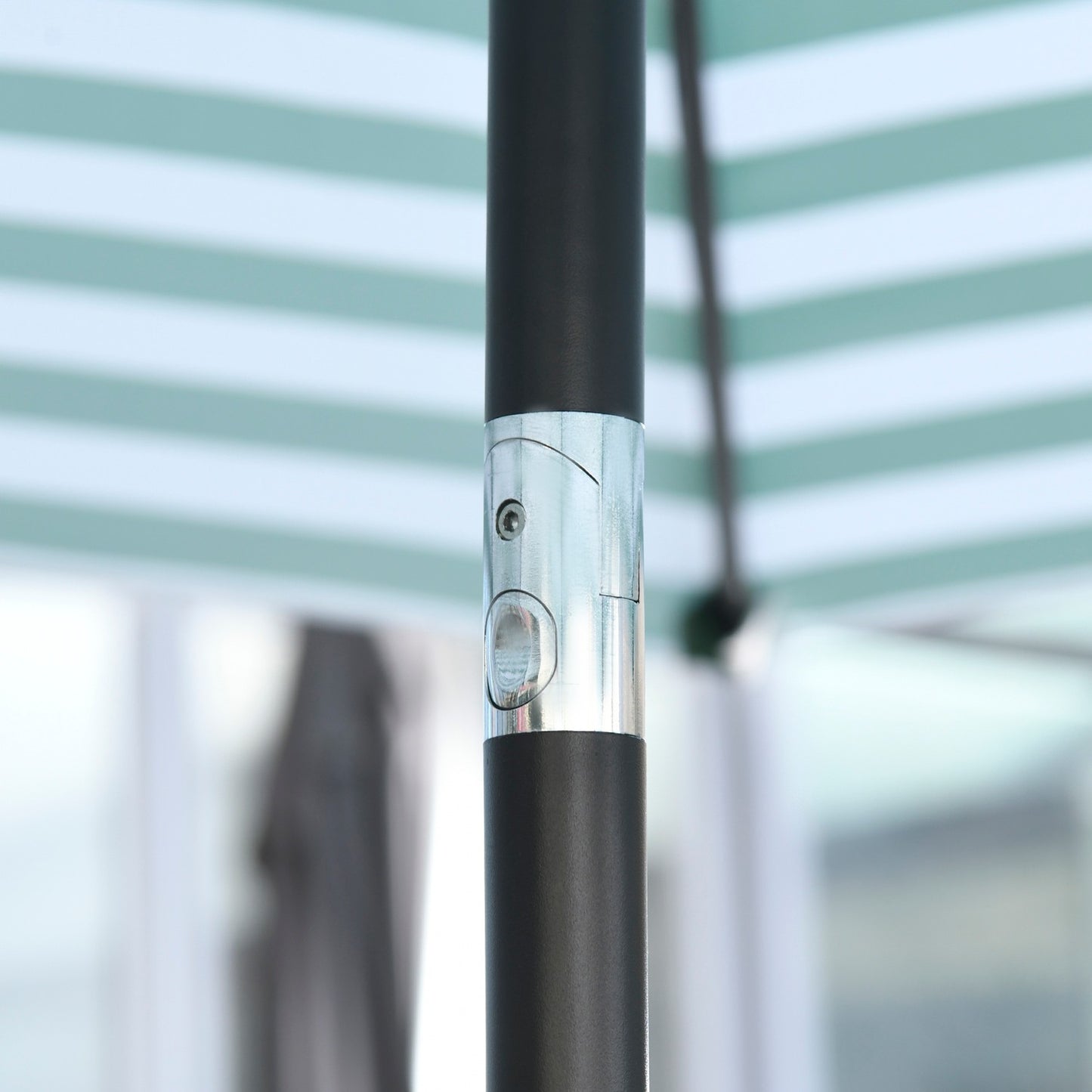 Green Stripe Steel Garden Parasol - Ø230 x 216 cm