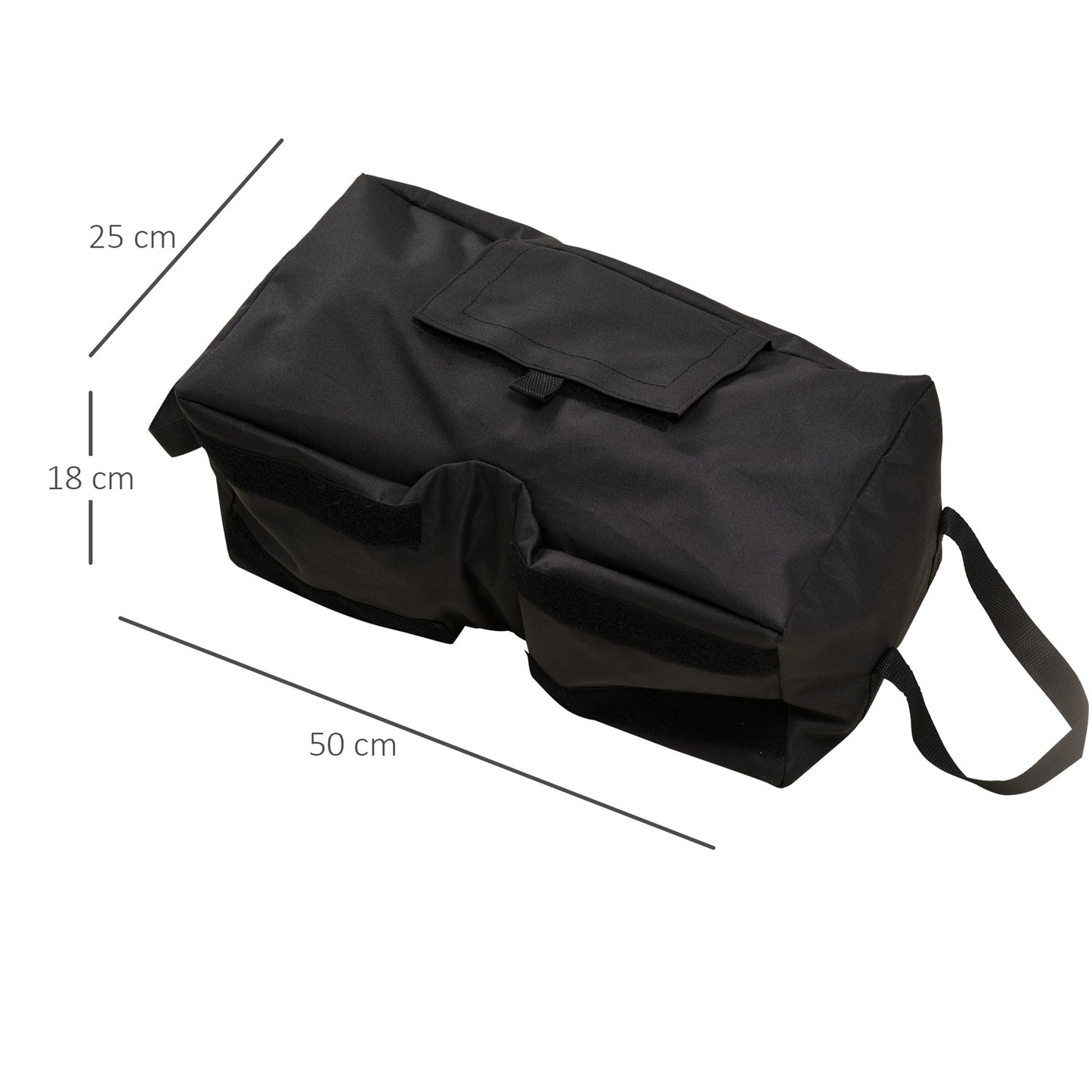 Parasol stand with shovel - 50 kg fillable sandbags, black