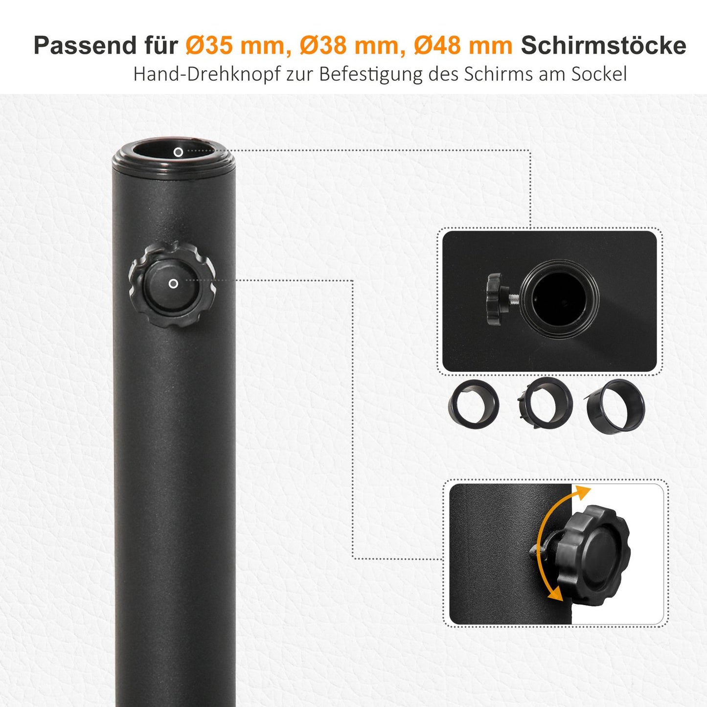 Black Metal & Cement Umbrella Base, 13 Kg, Fits Ø35-48 Mm