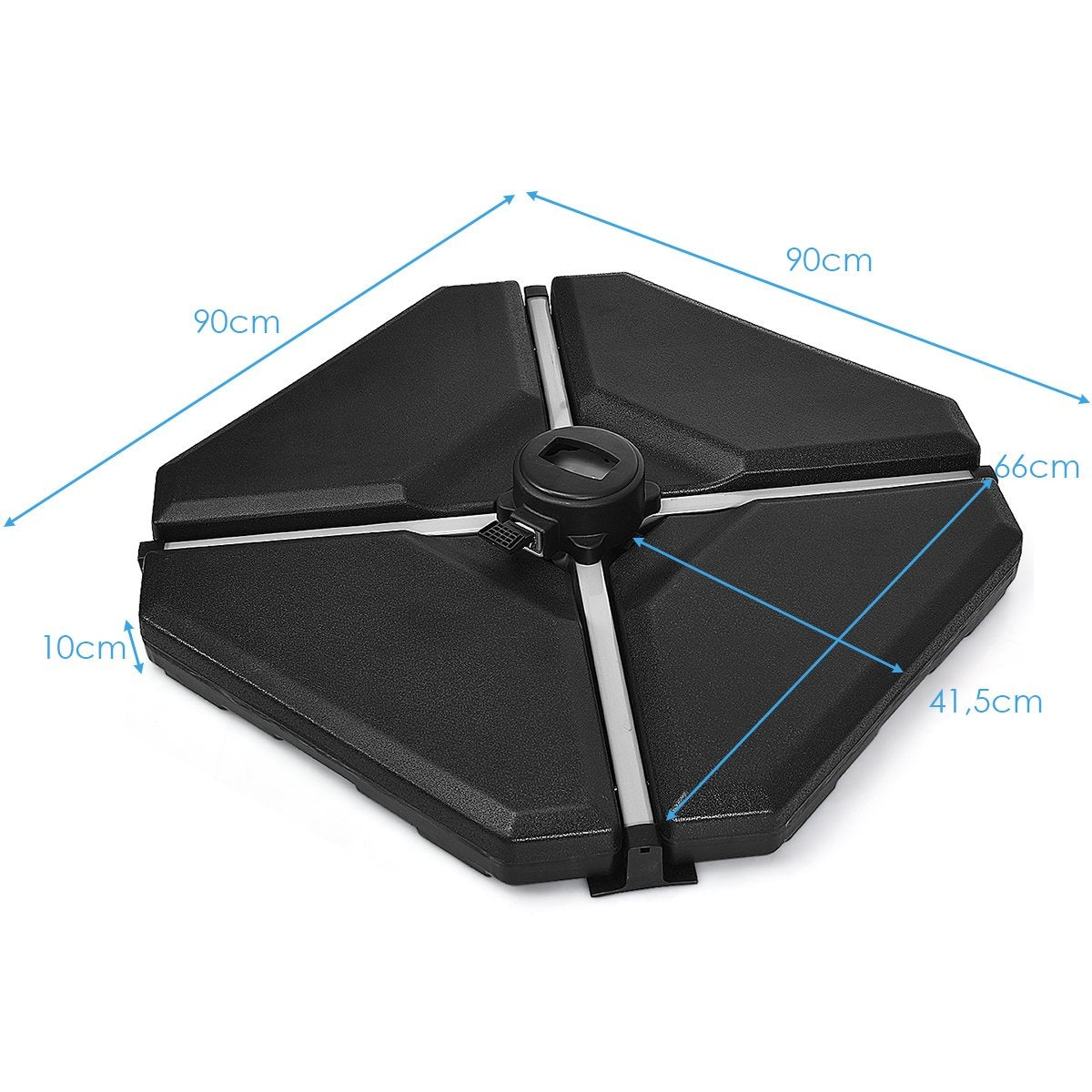 Parasol base balcony umbrella stand for outdoor use 90cm x 90cmx 10cm black