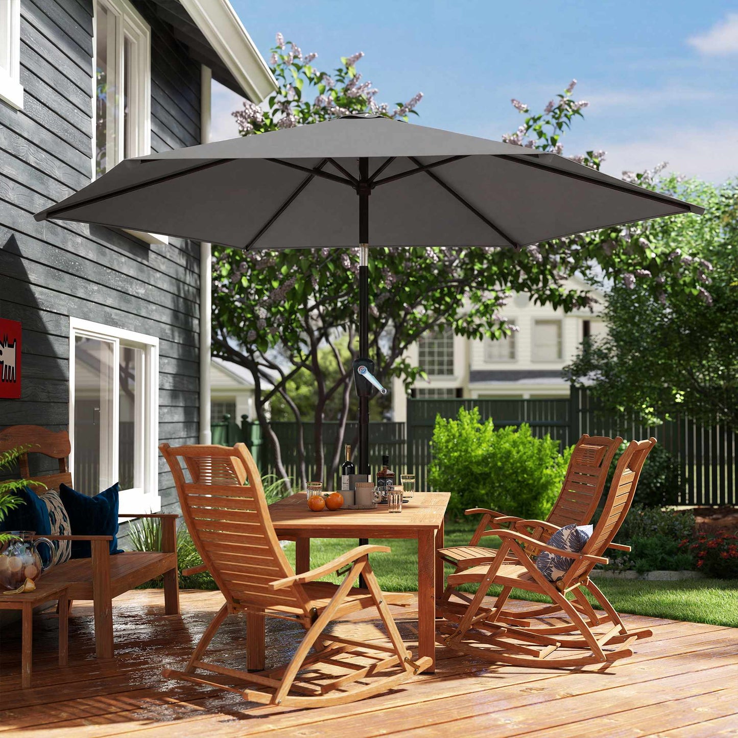 Patio Umbrella, 270cm, UV 50+ Protection, Dark Grey