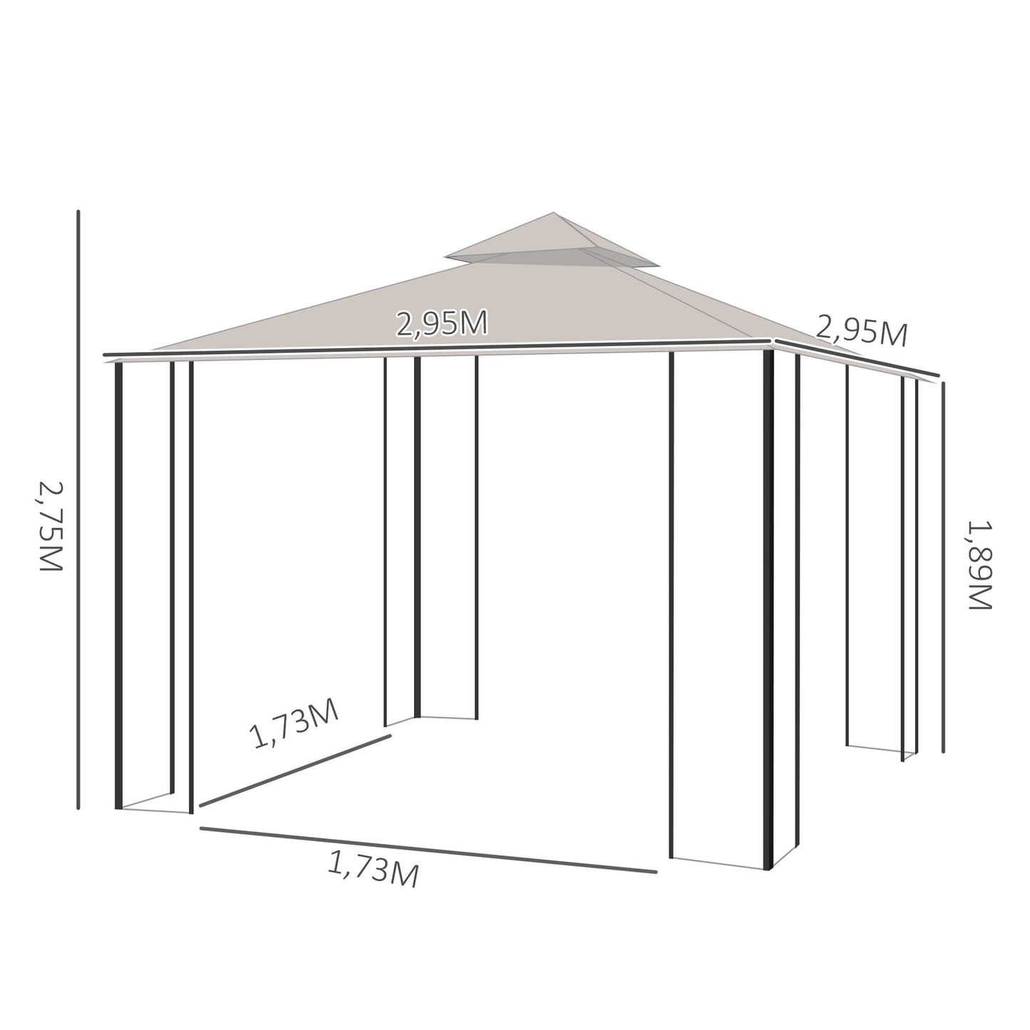 Garden party tent - double roof, 3x3M tent