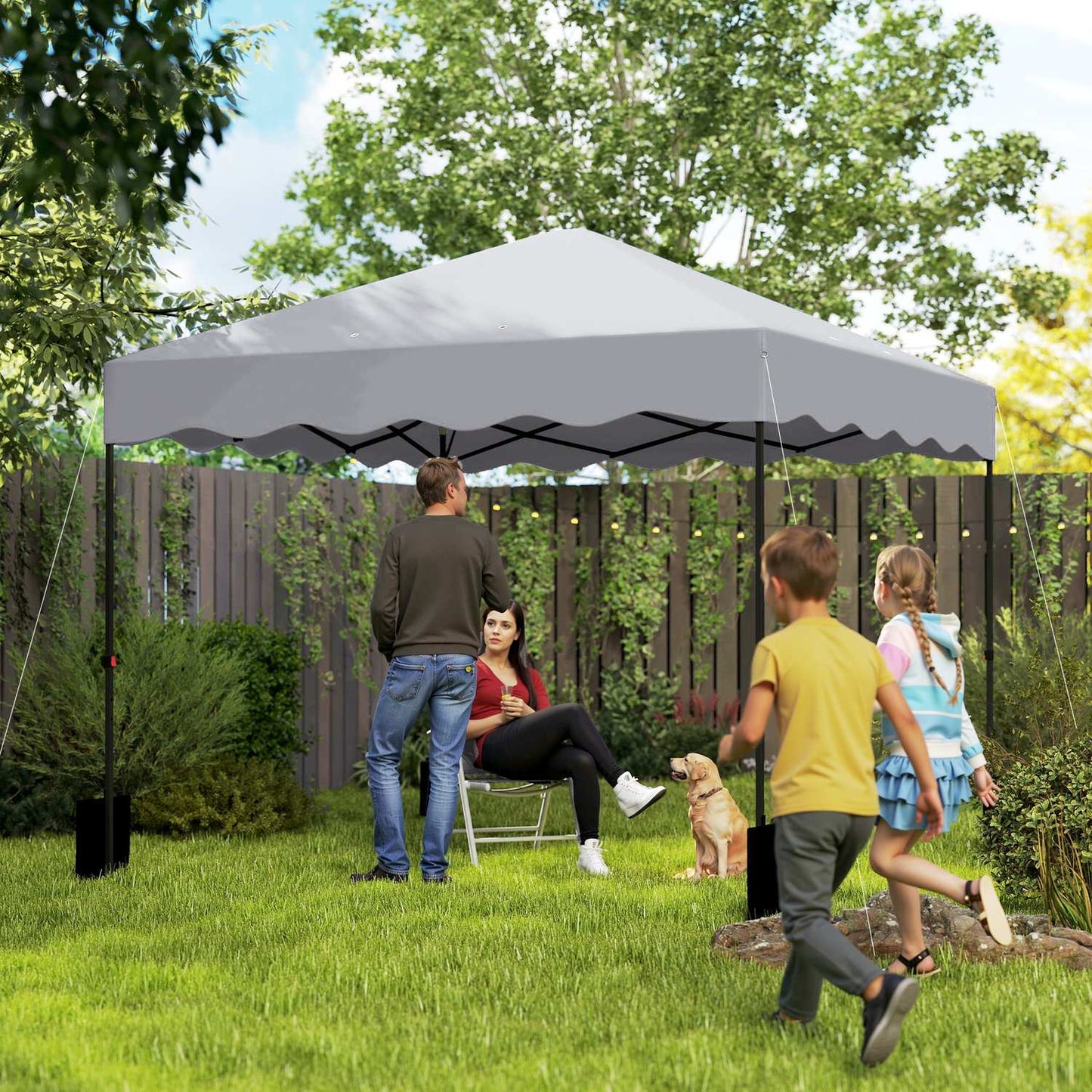 3x3m water-repellent pop-up pavilion, UV 50+, light grey