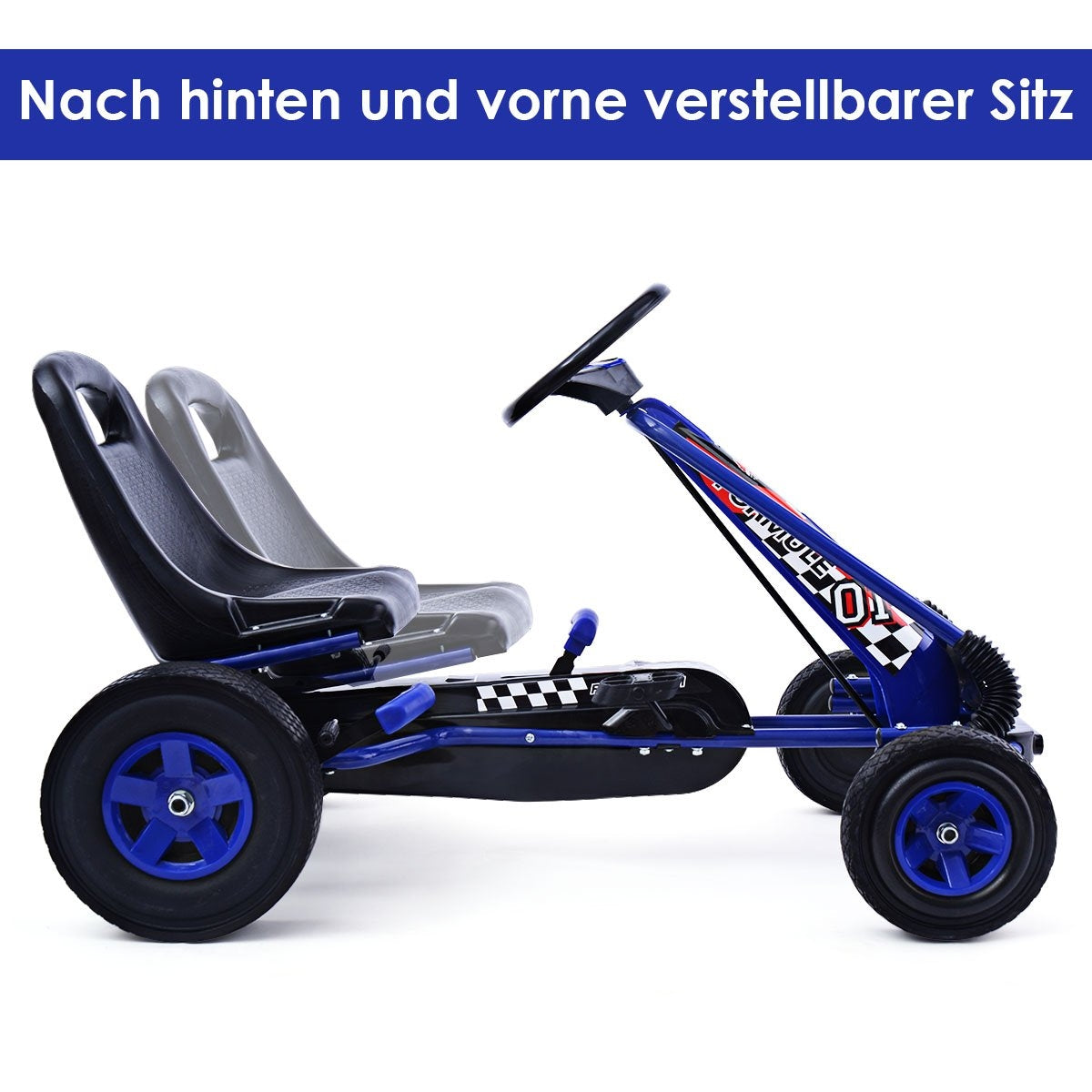 Pedal Gokart Racing Children's Car Pedal Vehicle Pedal Car Gocart Outside Seat Blue