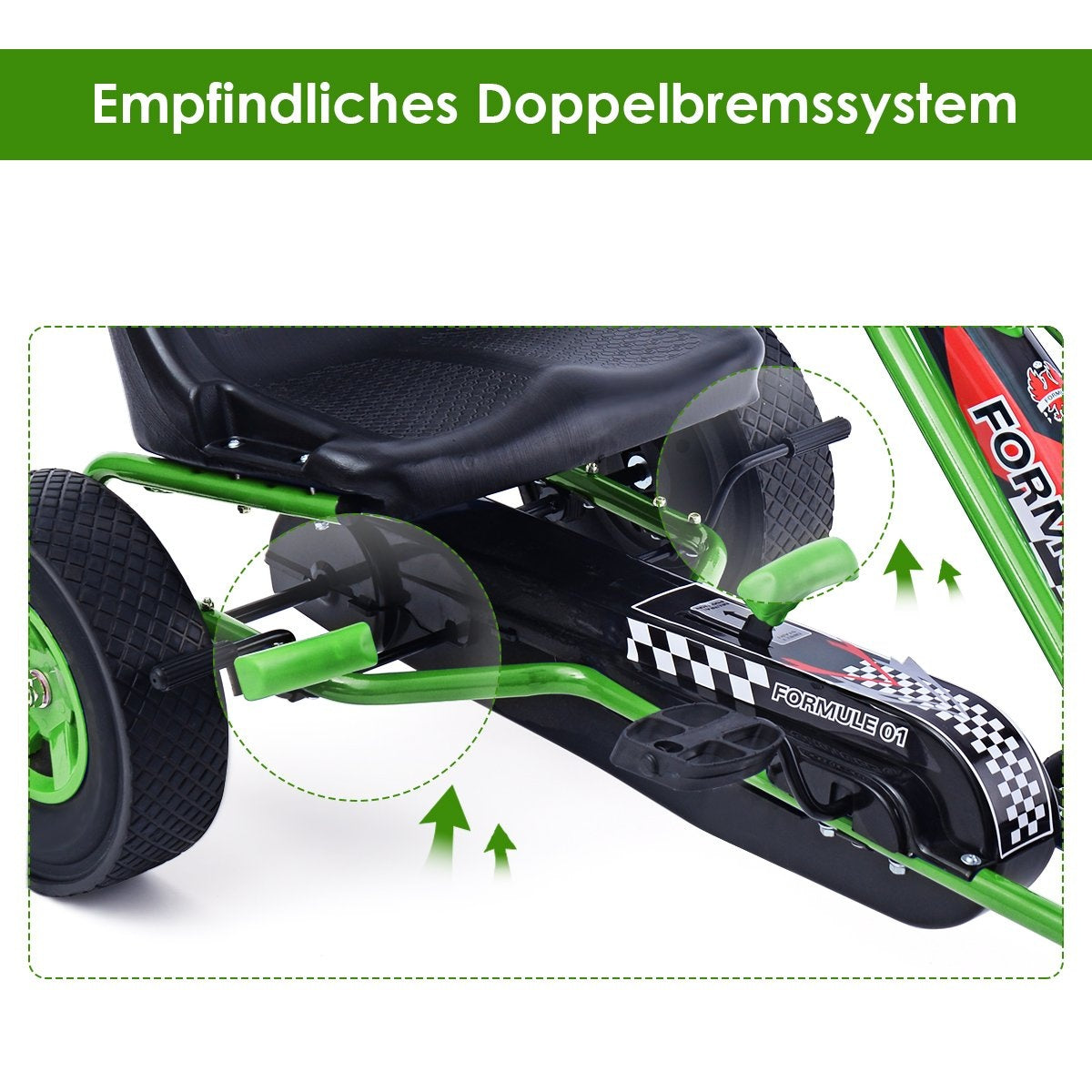 Pedal go-kart pedal-operated ride-on car children's car pedal vehicle 98 x 59 x 61cm green + black