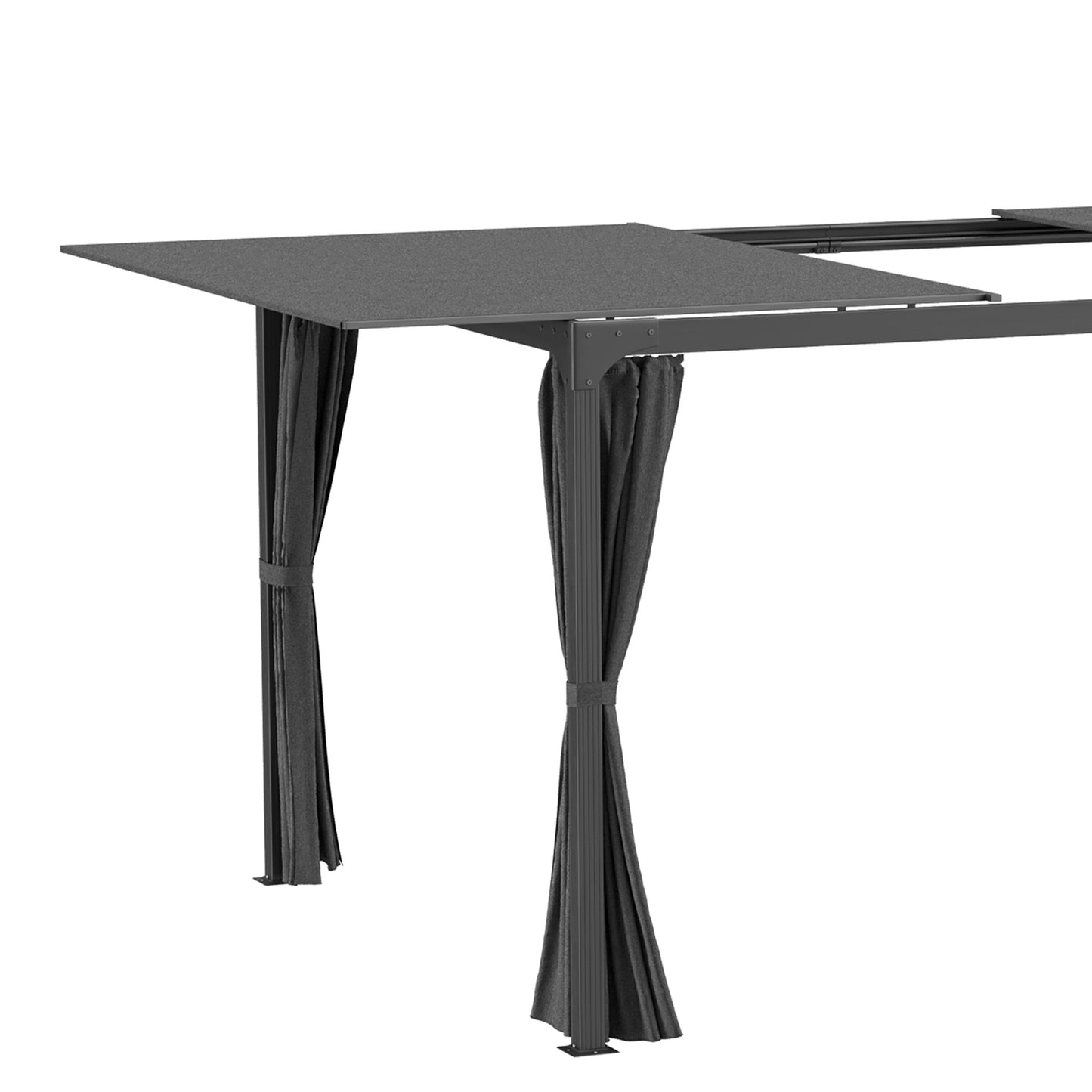 Pergola with retractable roof and curtains, 4.2x2.95m, dark grey