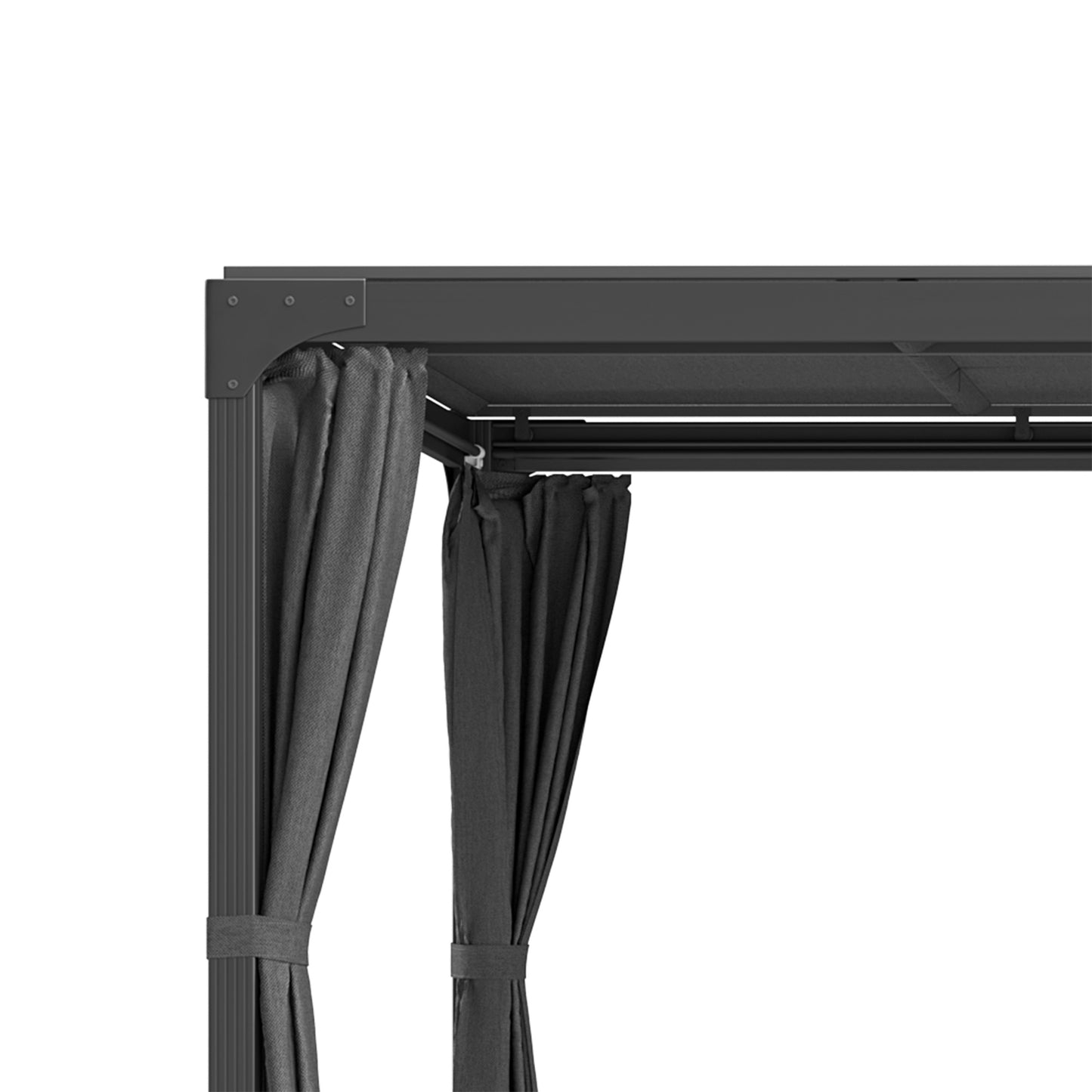 Pergola with retractable roof and curtains, 4.2x2.95m, dark grey