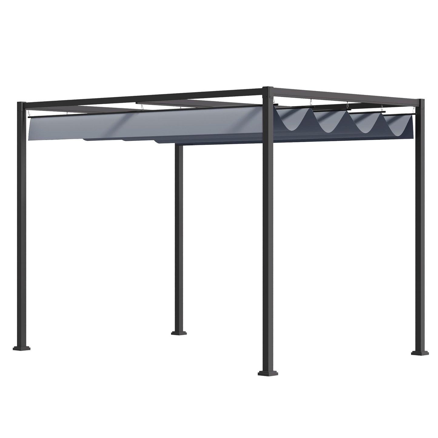 Steel pergola 4x3m with adjustable roof, dark grey