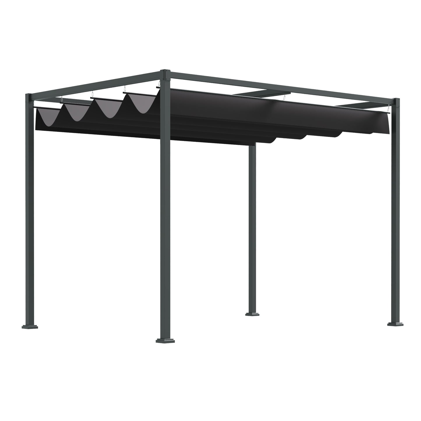 Pergola Gazebo with adjustable canopy, black & gray polyester