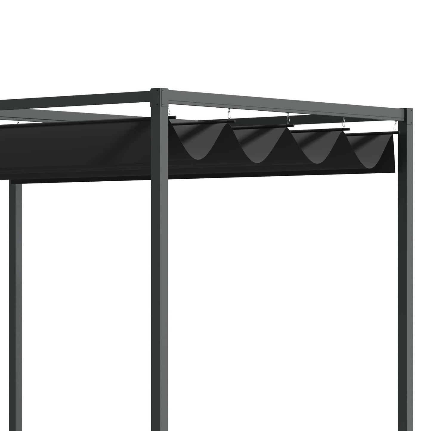 Pergola Gazebo with adjustable canopy, black & gray polyester