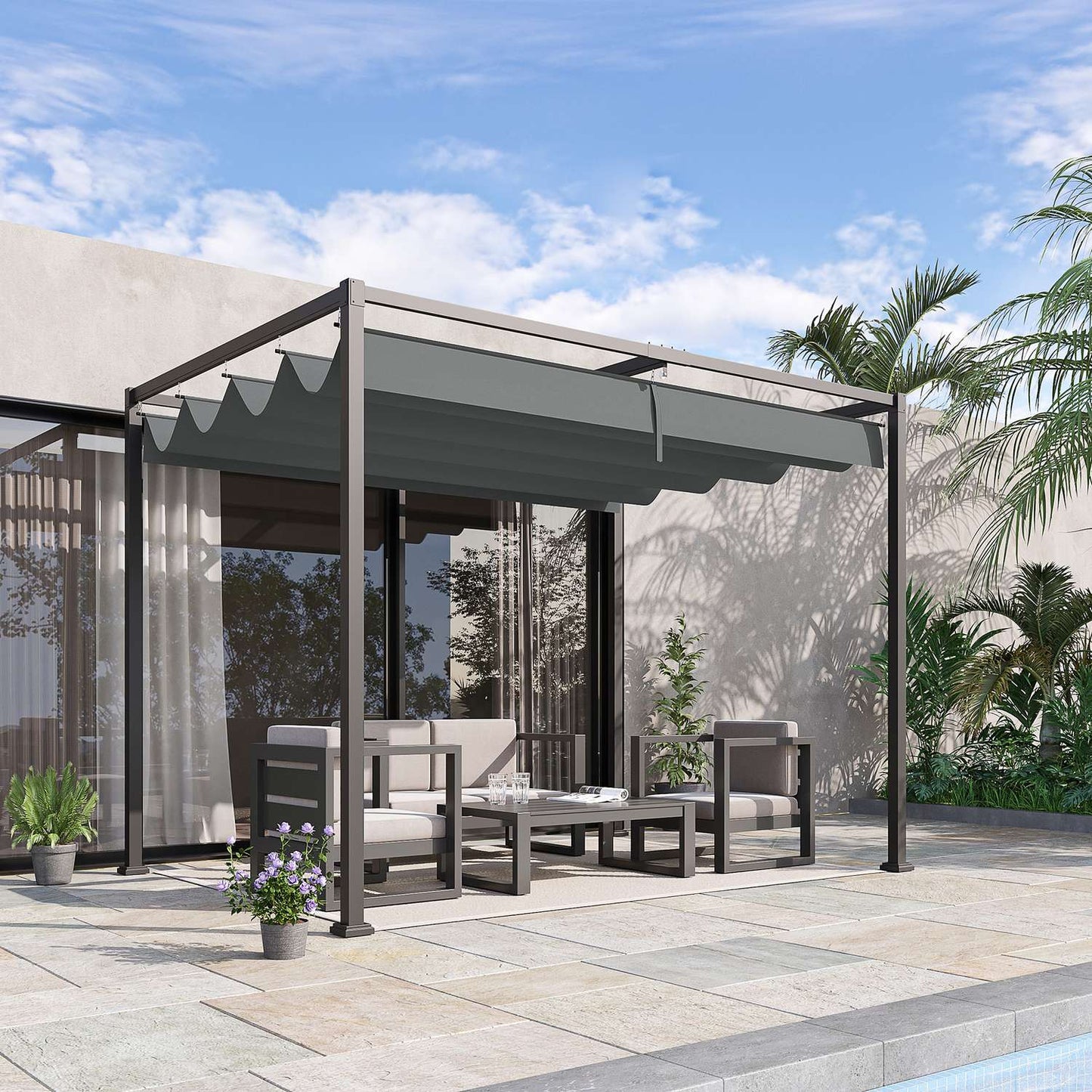 Sliding roof Pergola Gazebo - Weatherproof patio roof