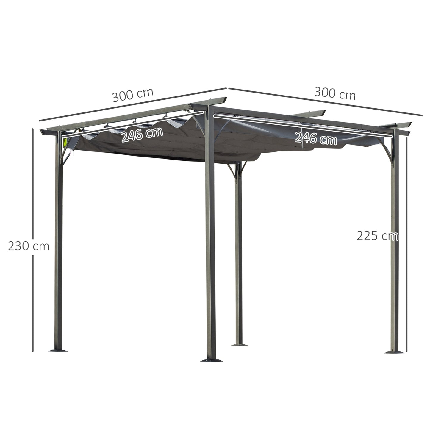 3x3m Pergola Gazebo with sliding roof, waterproof UV protection