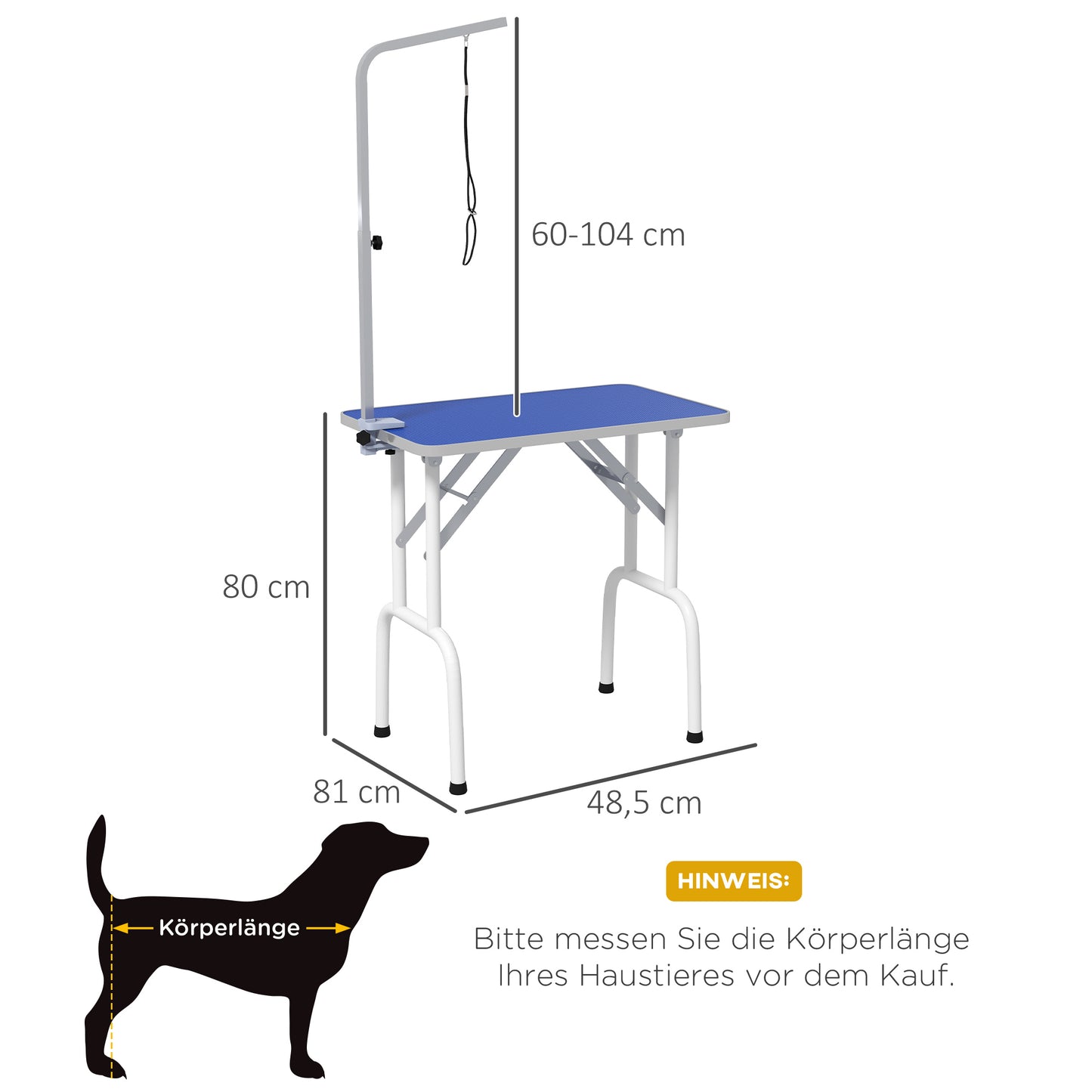 Pet Grooming Table – Metal, Blue, Non-Slip Surface