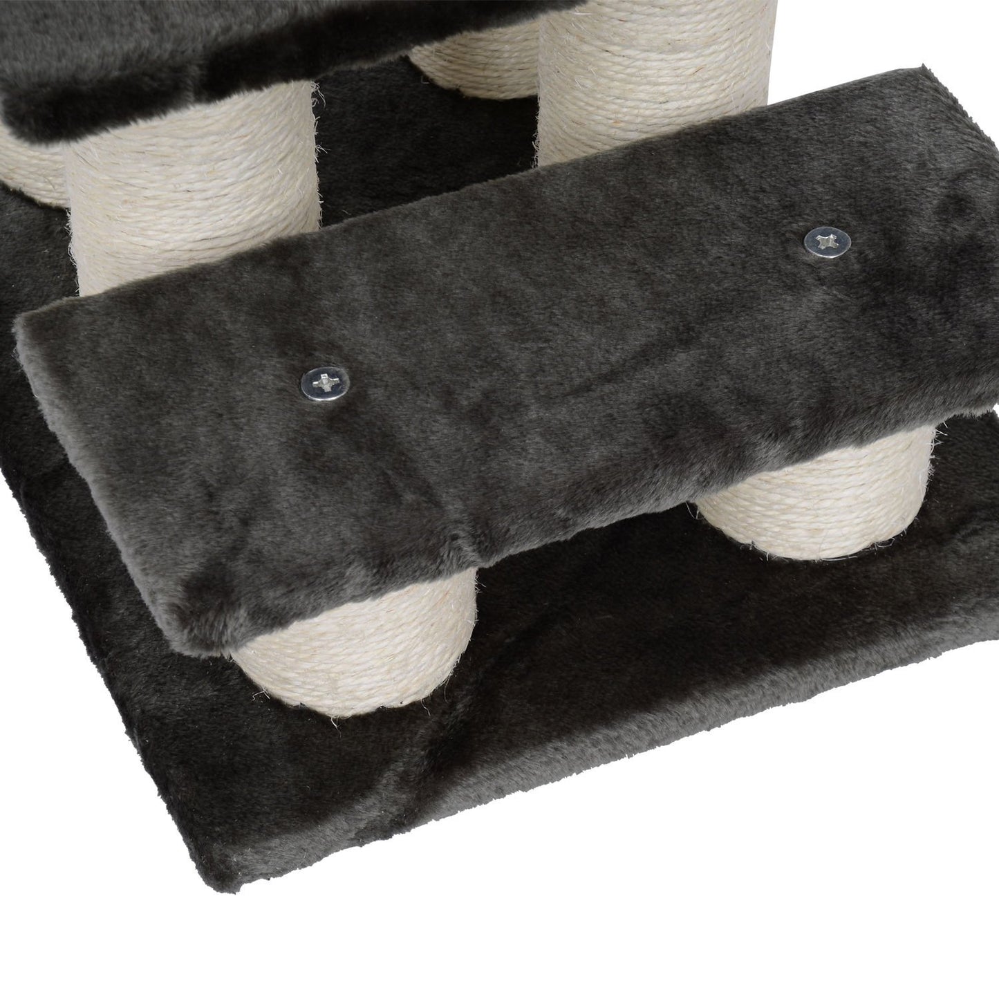 Animal stairs for cats and dogs, 3-step plush, dark gray 45x35x34 cm