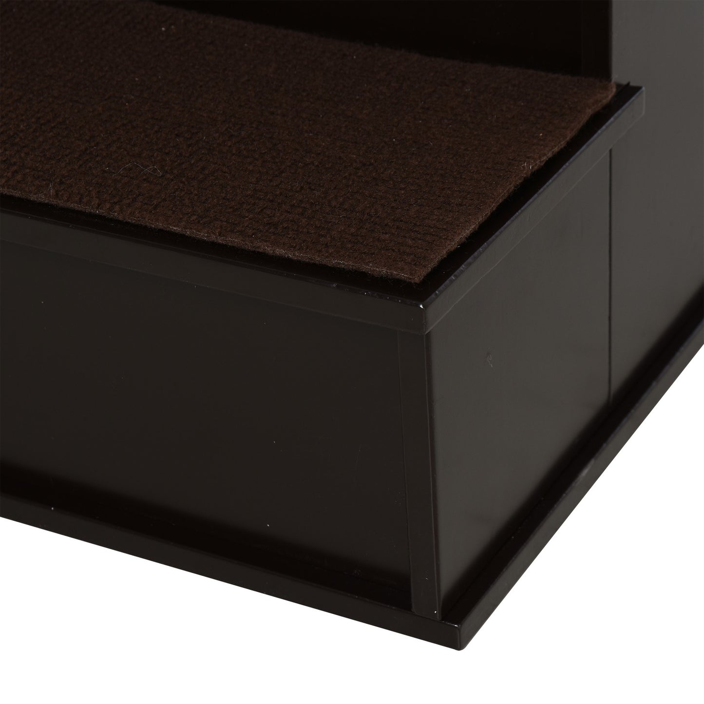 Pet stairs with carpet - MDF, dark brown, 40x59x54 cm