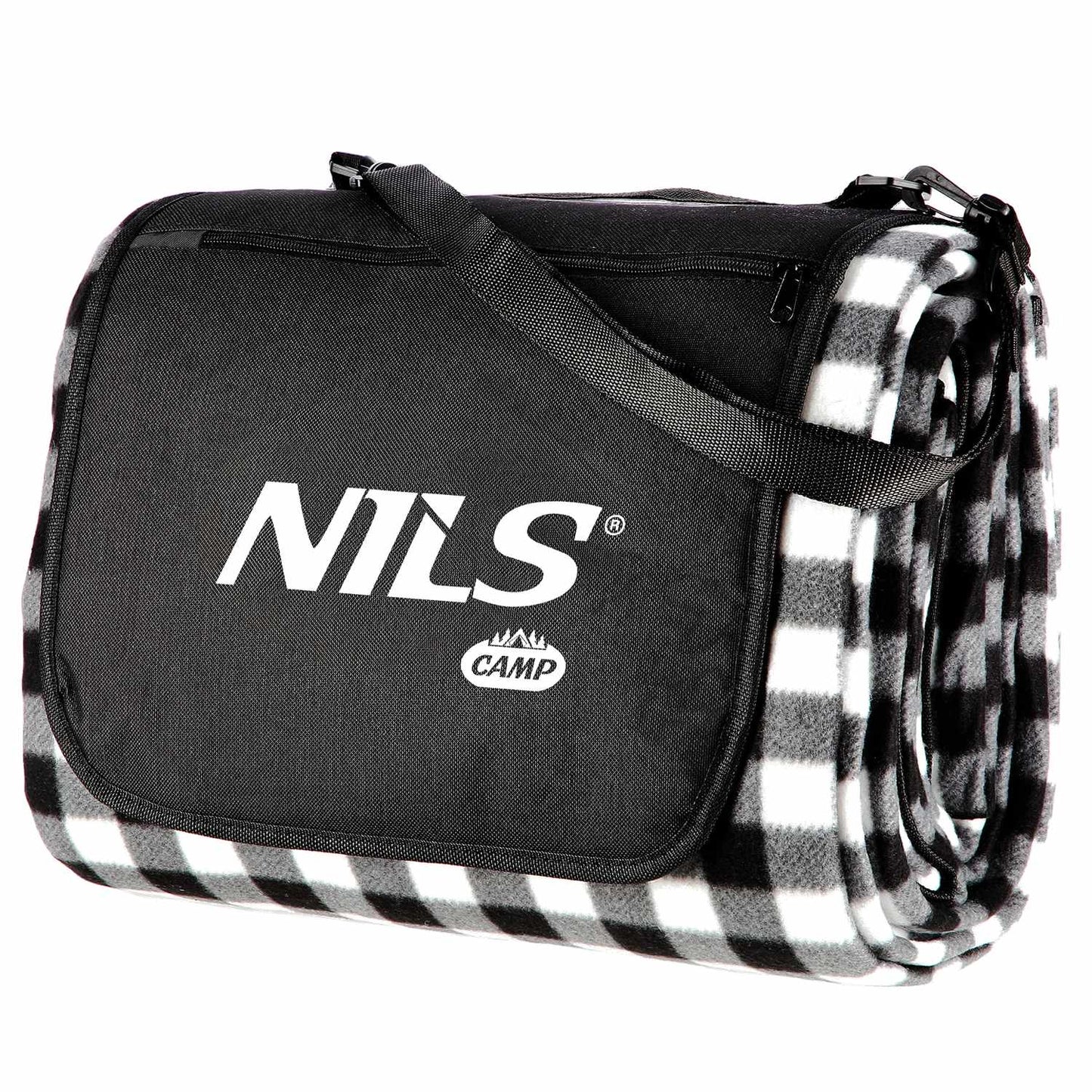 Picnic Mat, White-Black, 200x200 cm, PE + Aluminum