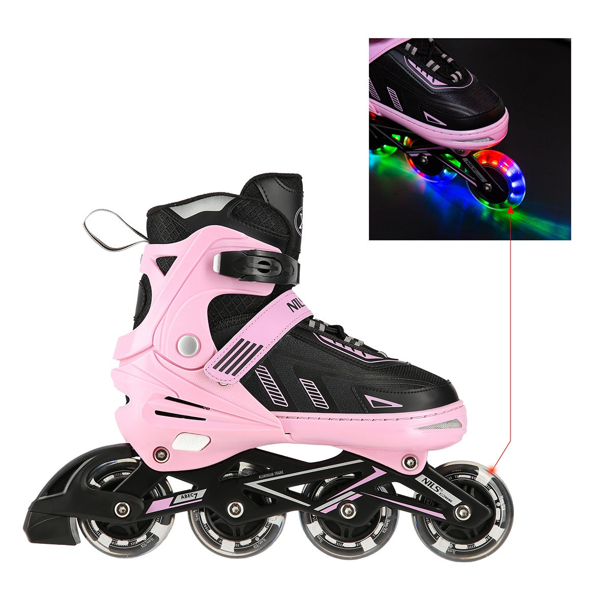 Pink LED Inline Skates, Size L (39-42)