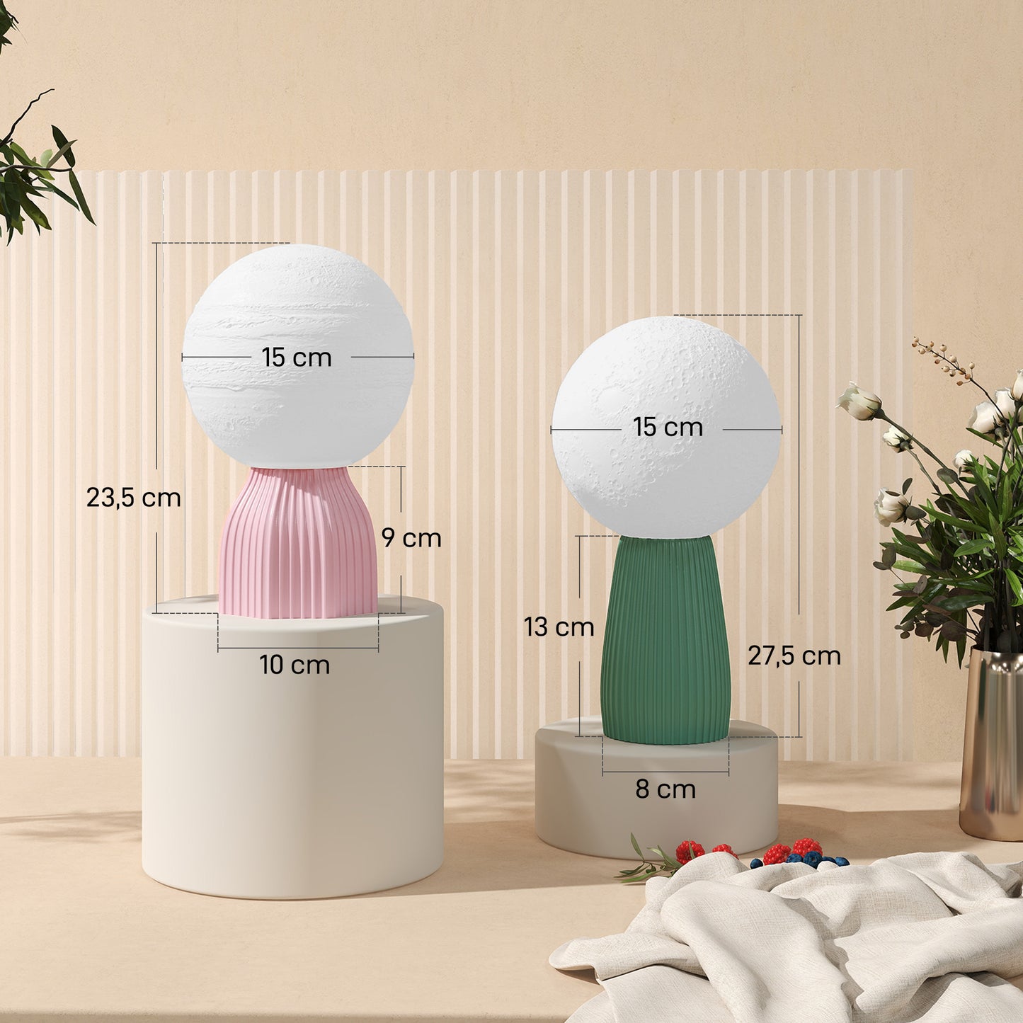 Planet-Themed Table Lamp Set, 3 Colors, USB-Powered