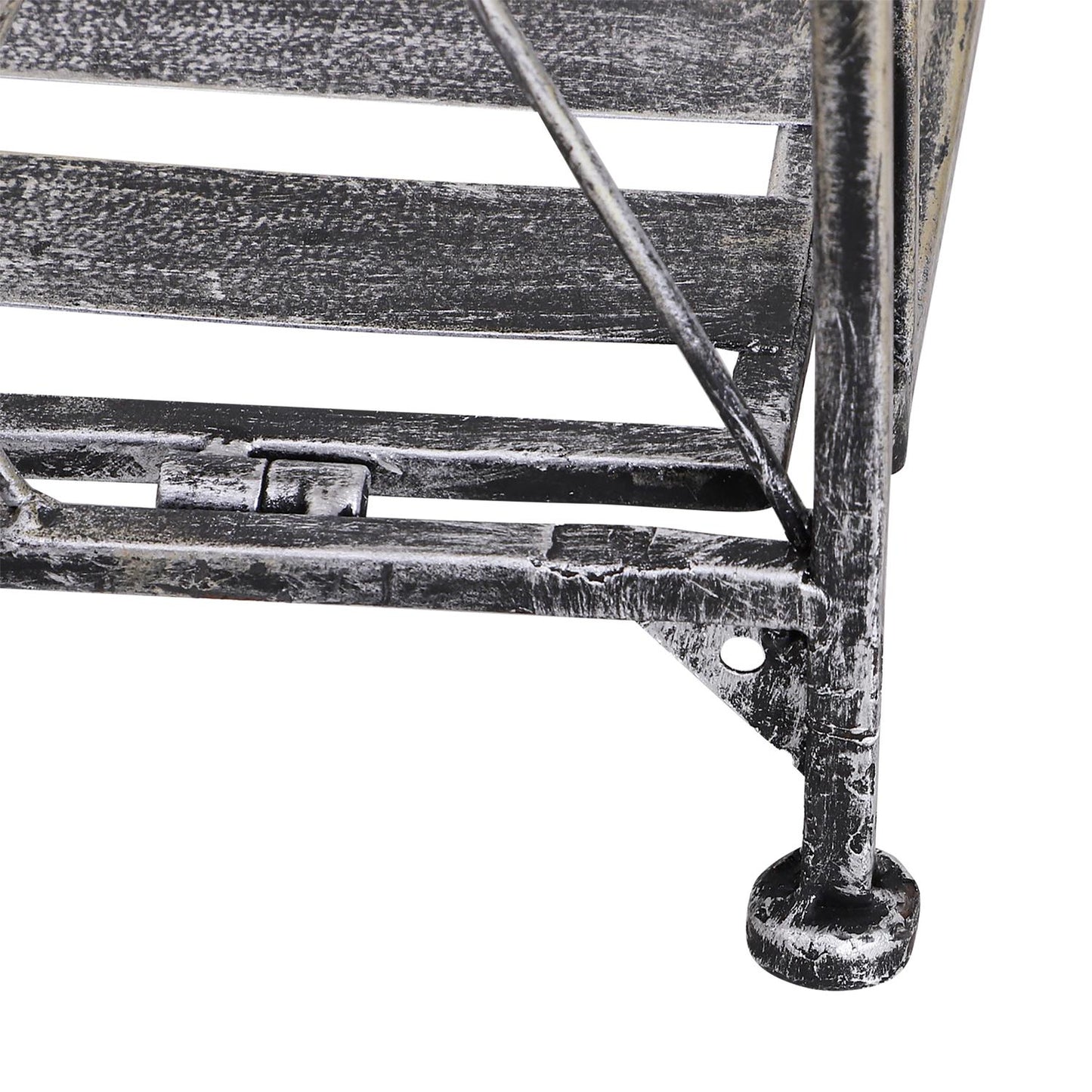 Metal plant stand in 3 tiers - Flower stand for garden, Silver grey