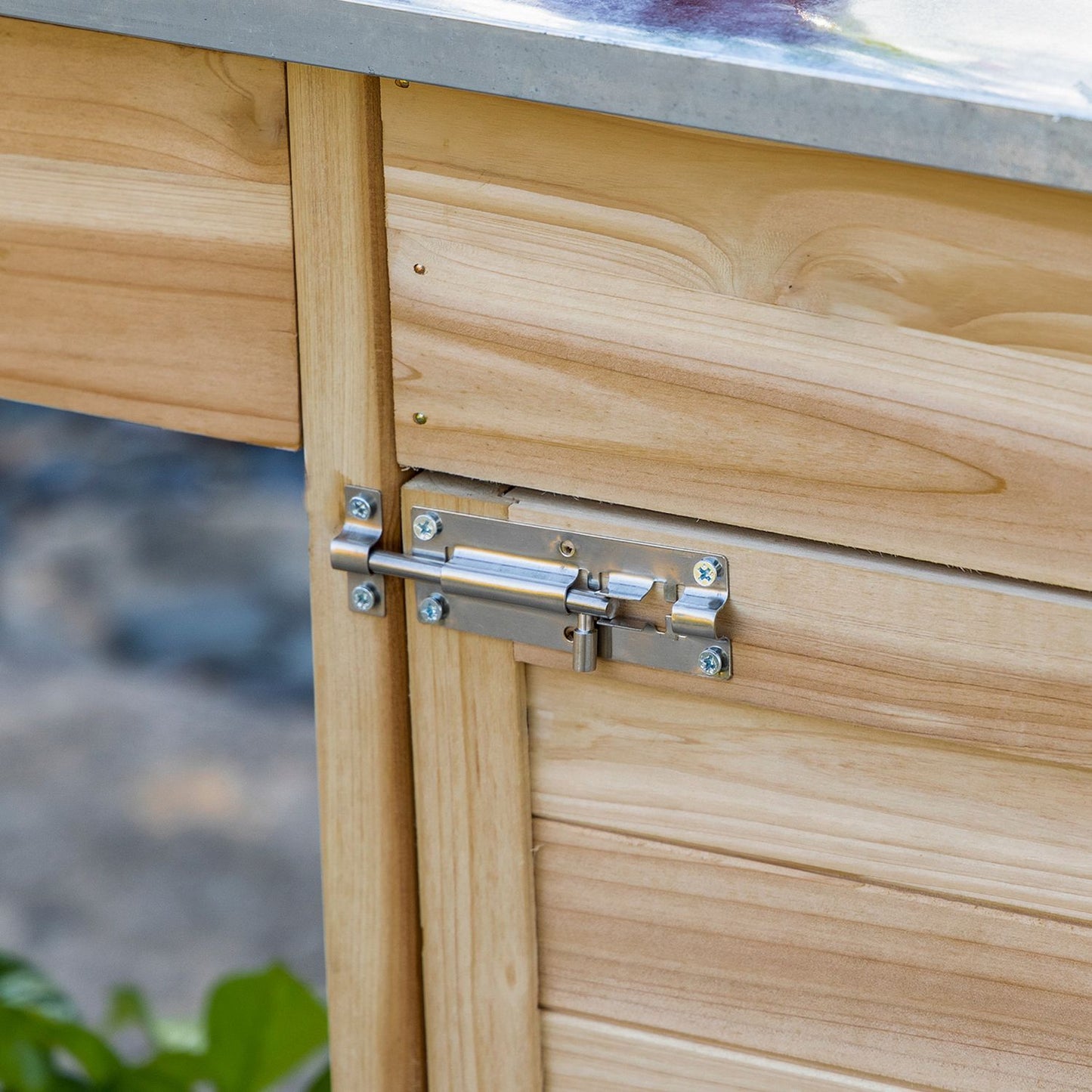Garden planting table - galvanized sheet, box, cabinet