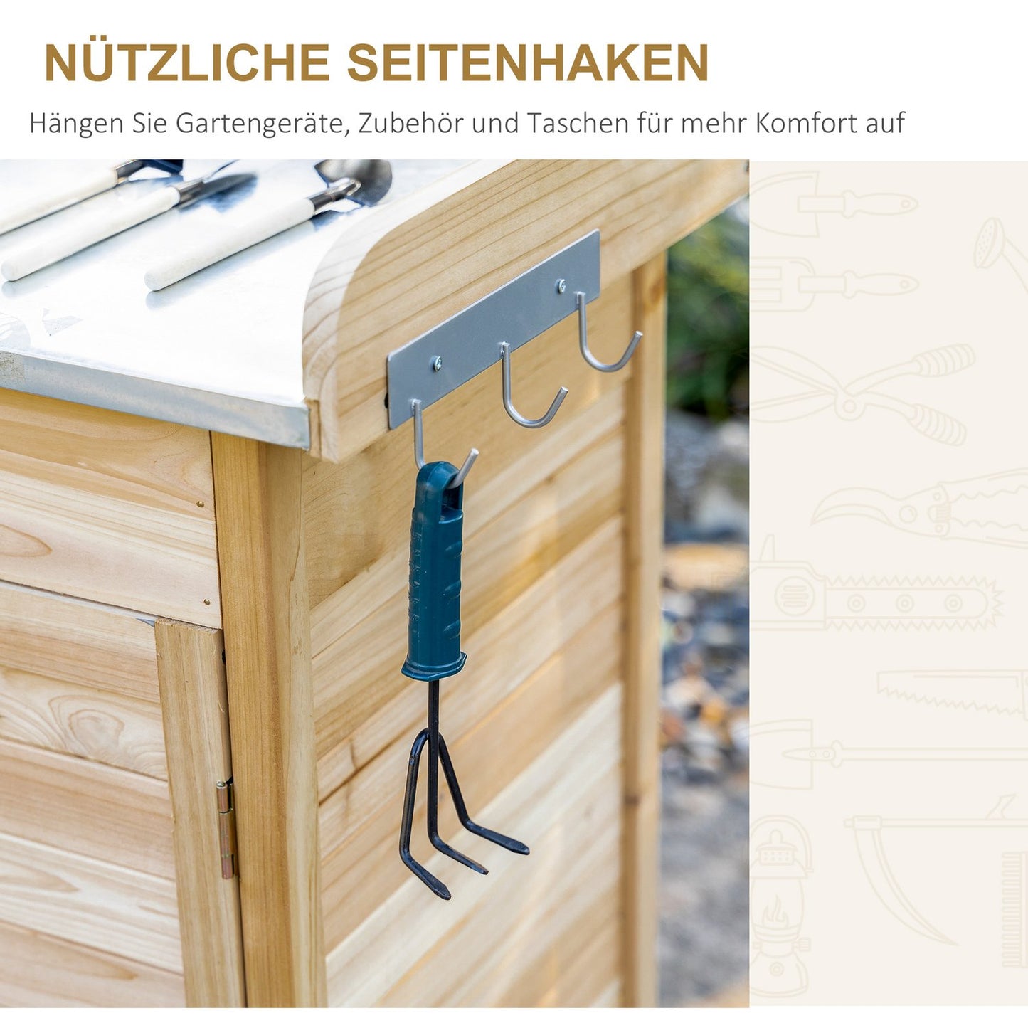 Garden planting table - galvanized sheet, box, cabinet