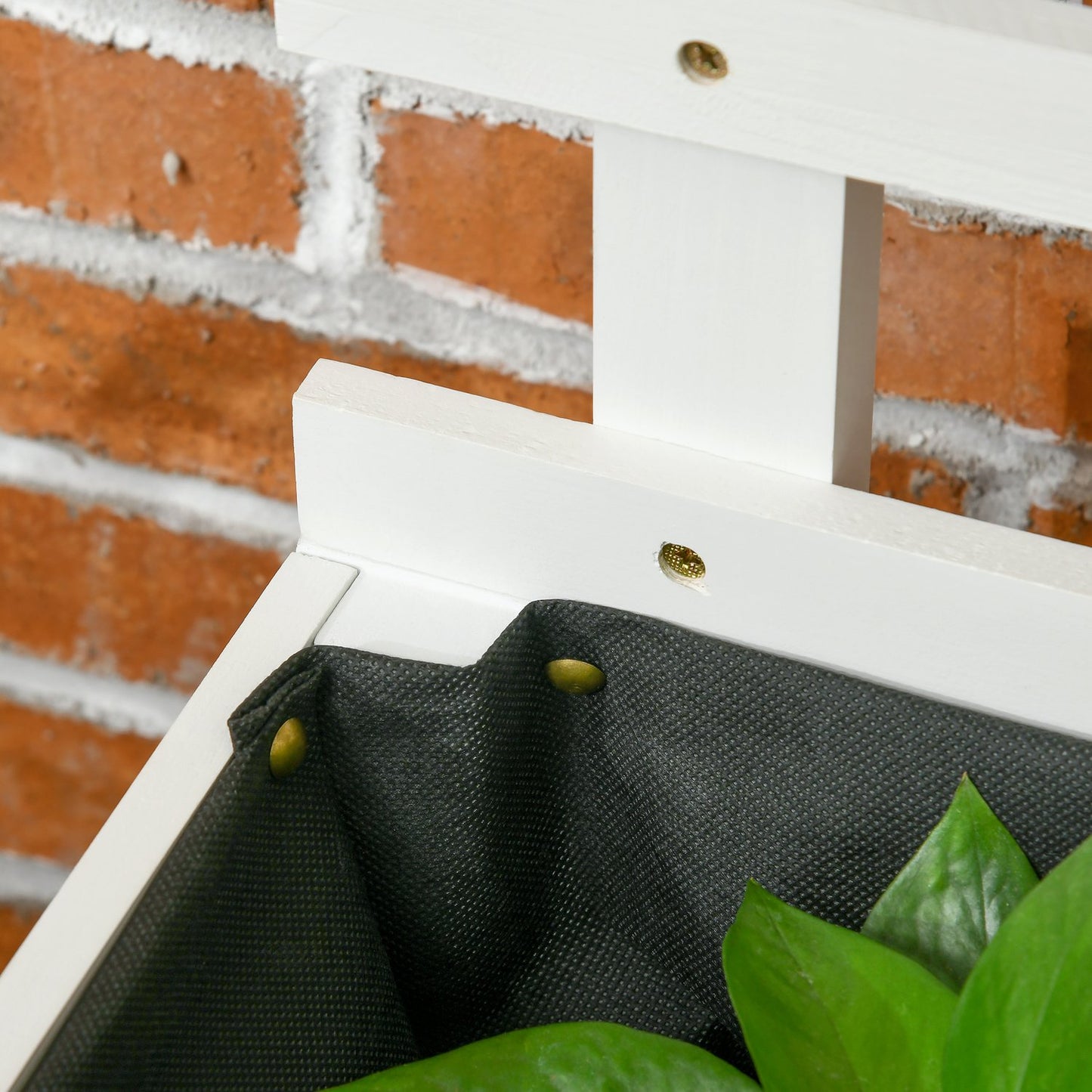 Garden planter box with trellis, wheels, natural wood