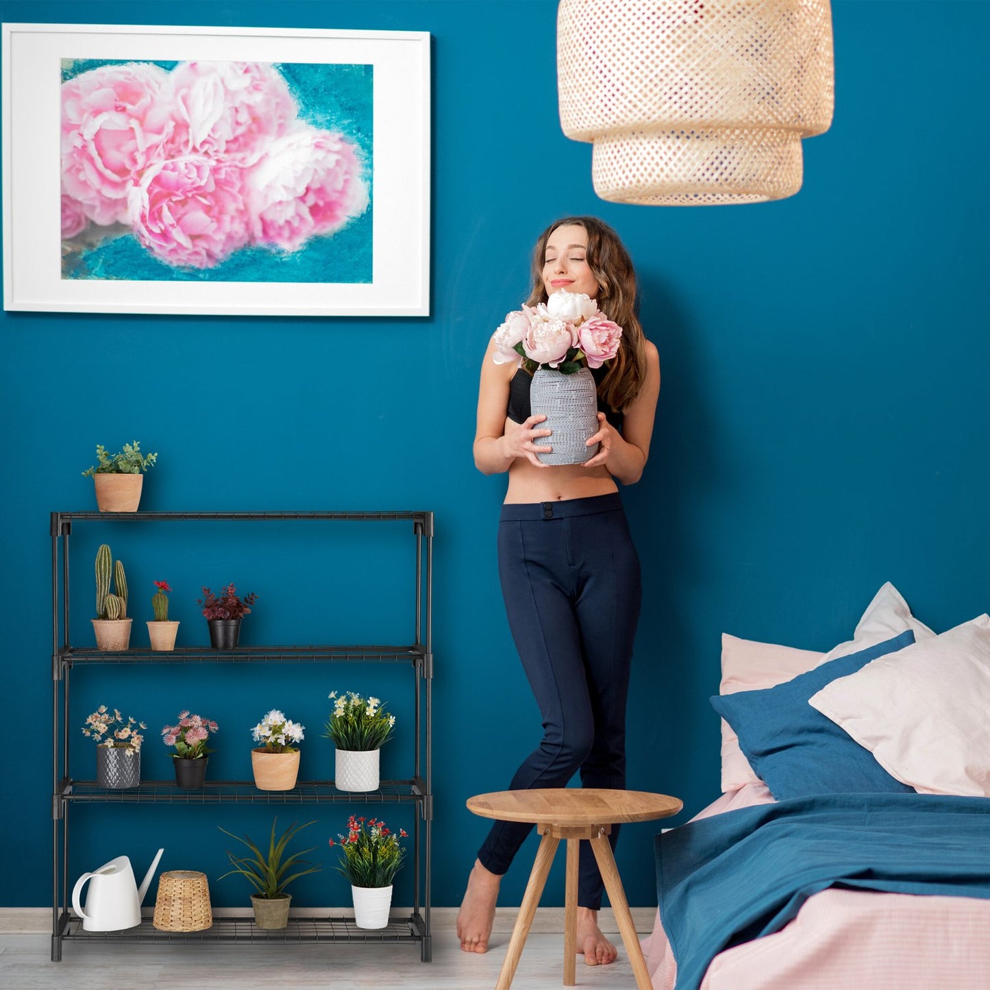 Plant shelf with 4 shelves