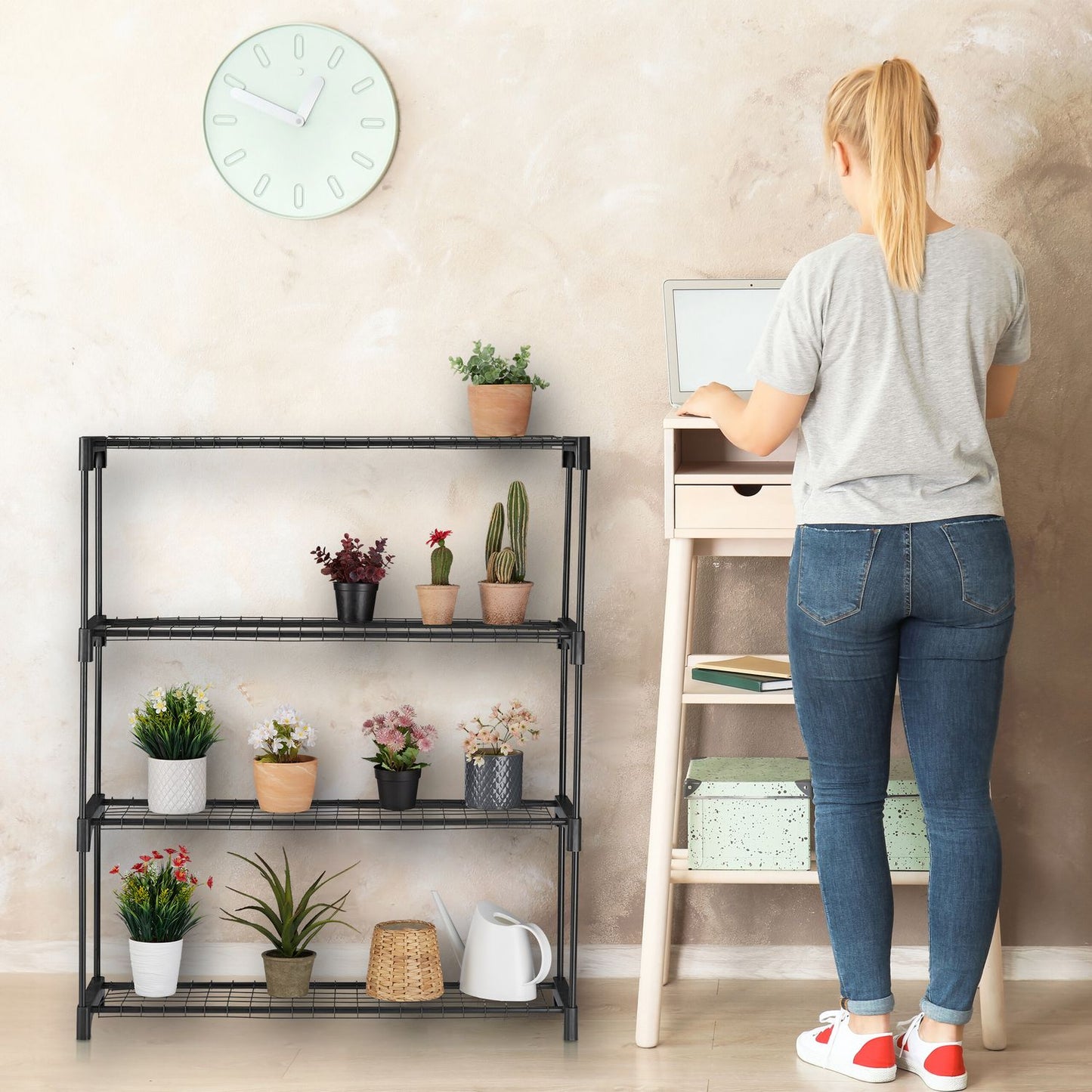 Plant shelf with 4 shelves