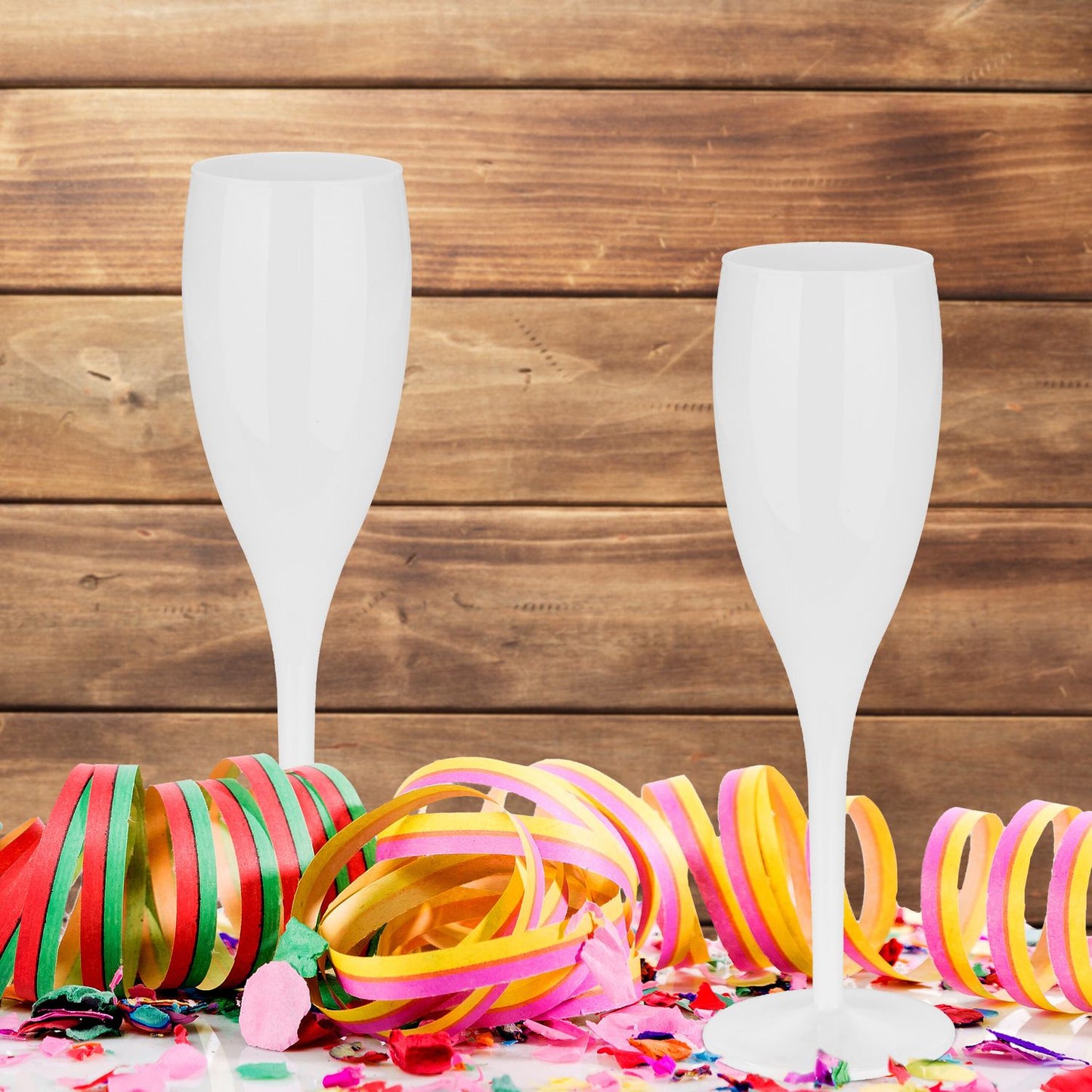 Plastic champagne glasses, set of 6