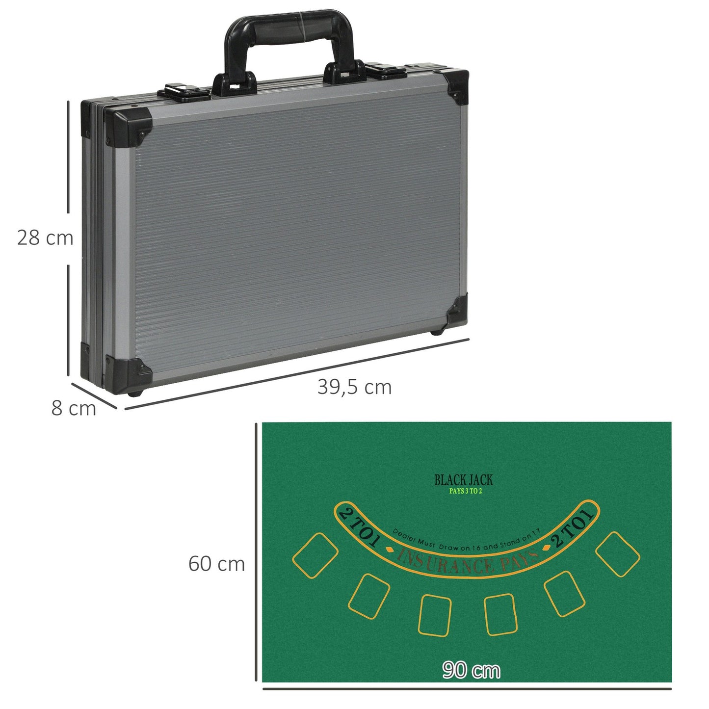 Poker set with 400 chips, play mat and aluminum case