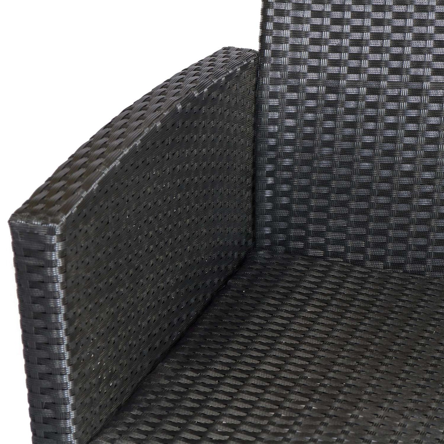 Black Poly Rattan Garden Furniture Set of 4 - Metal Frame