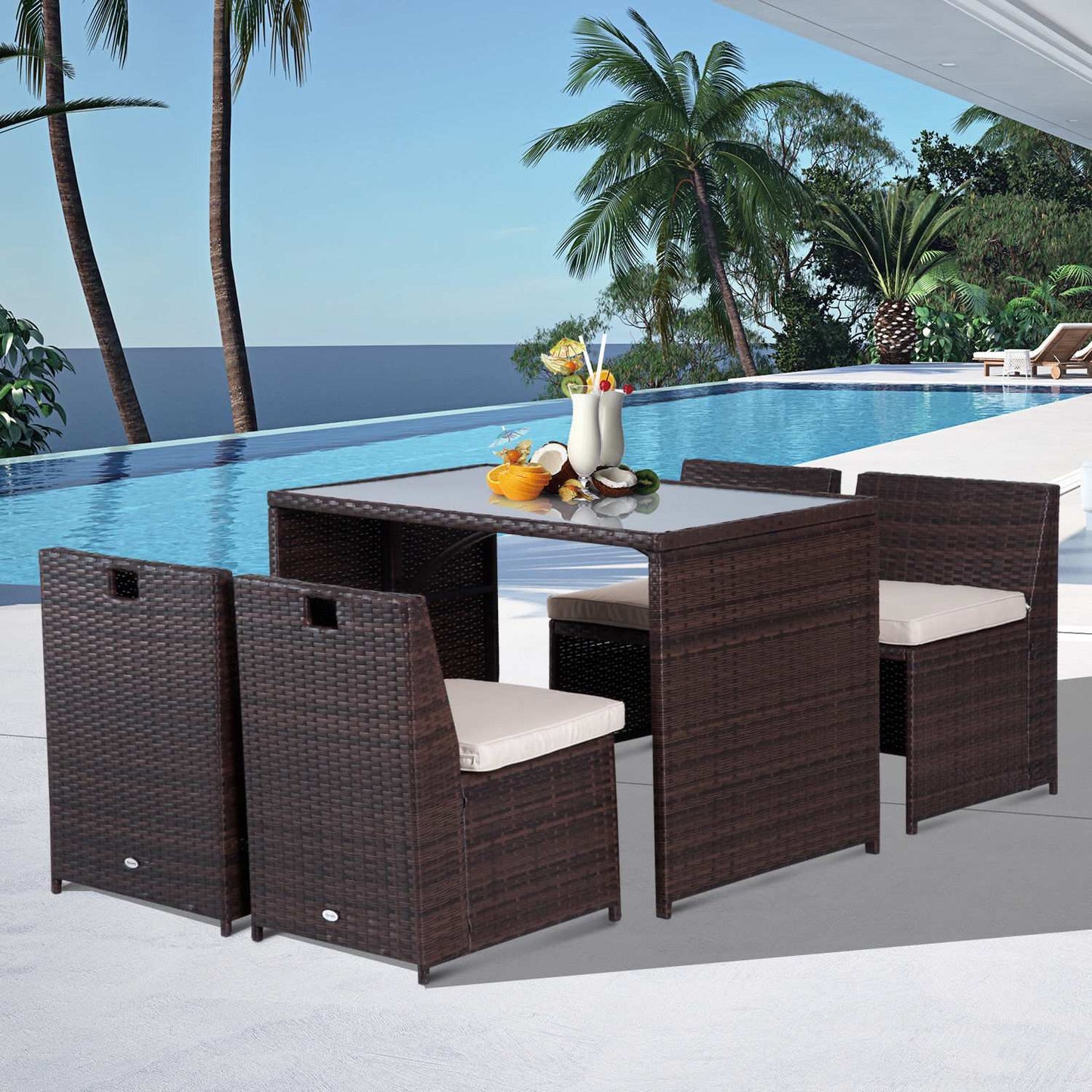 5-piece garden furniture in poly rattan - weatherproof