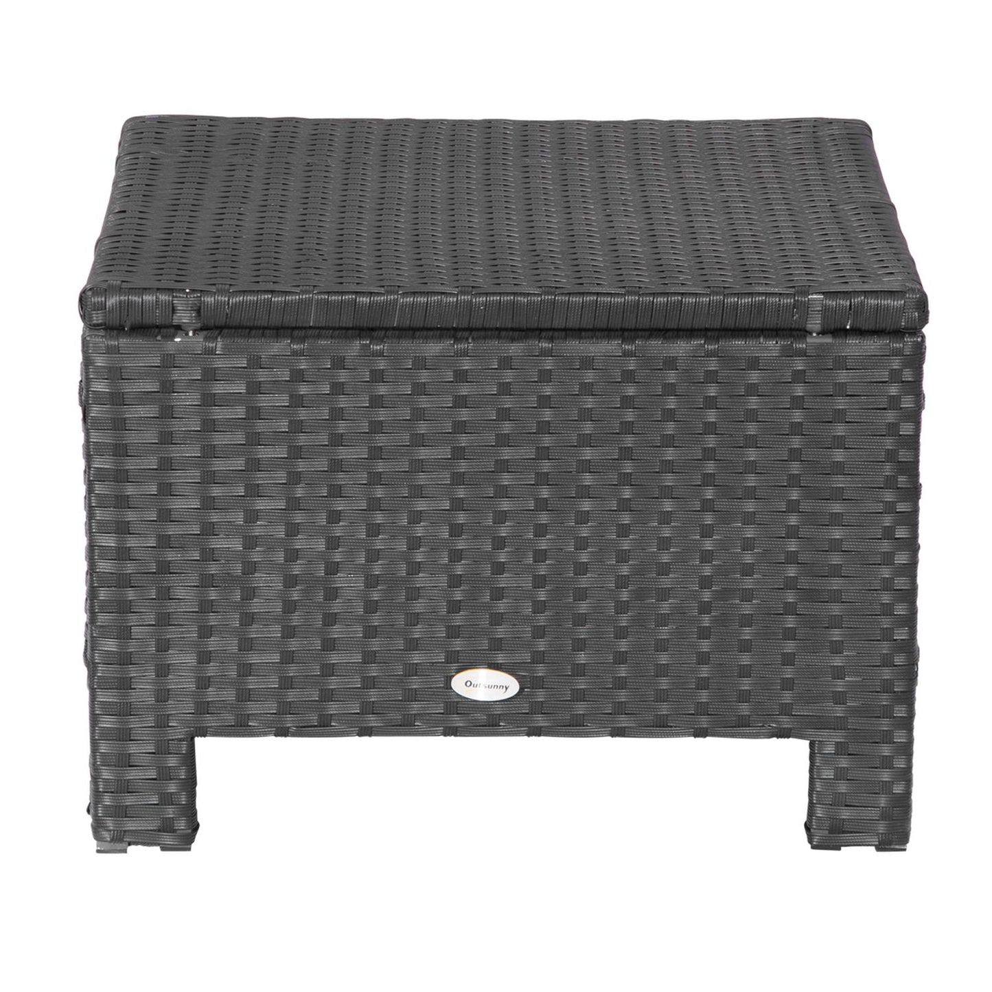 Balcony stool in poly rattan with cushion, black/cream, 50cm