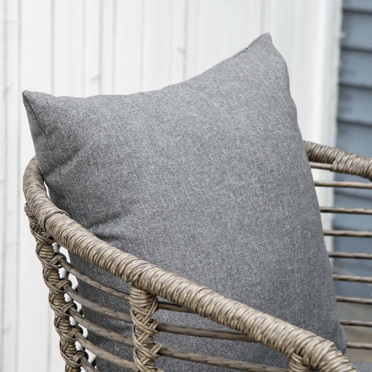 Poly rattan garden furniture with cushions for 4 - Brown/Grey
