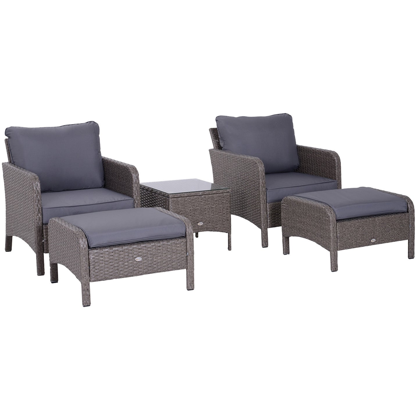 Outdoor dining set in polyrattan, dark grey, with cushions