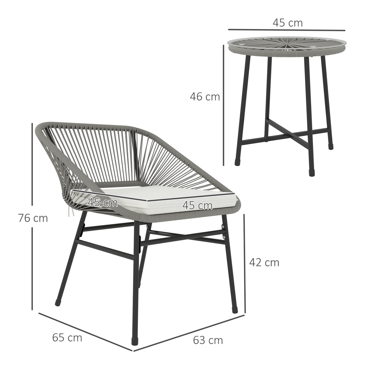 Outdoor poly rattan lounge set, weatherproof, 3-piece, dark grey