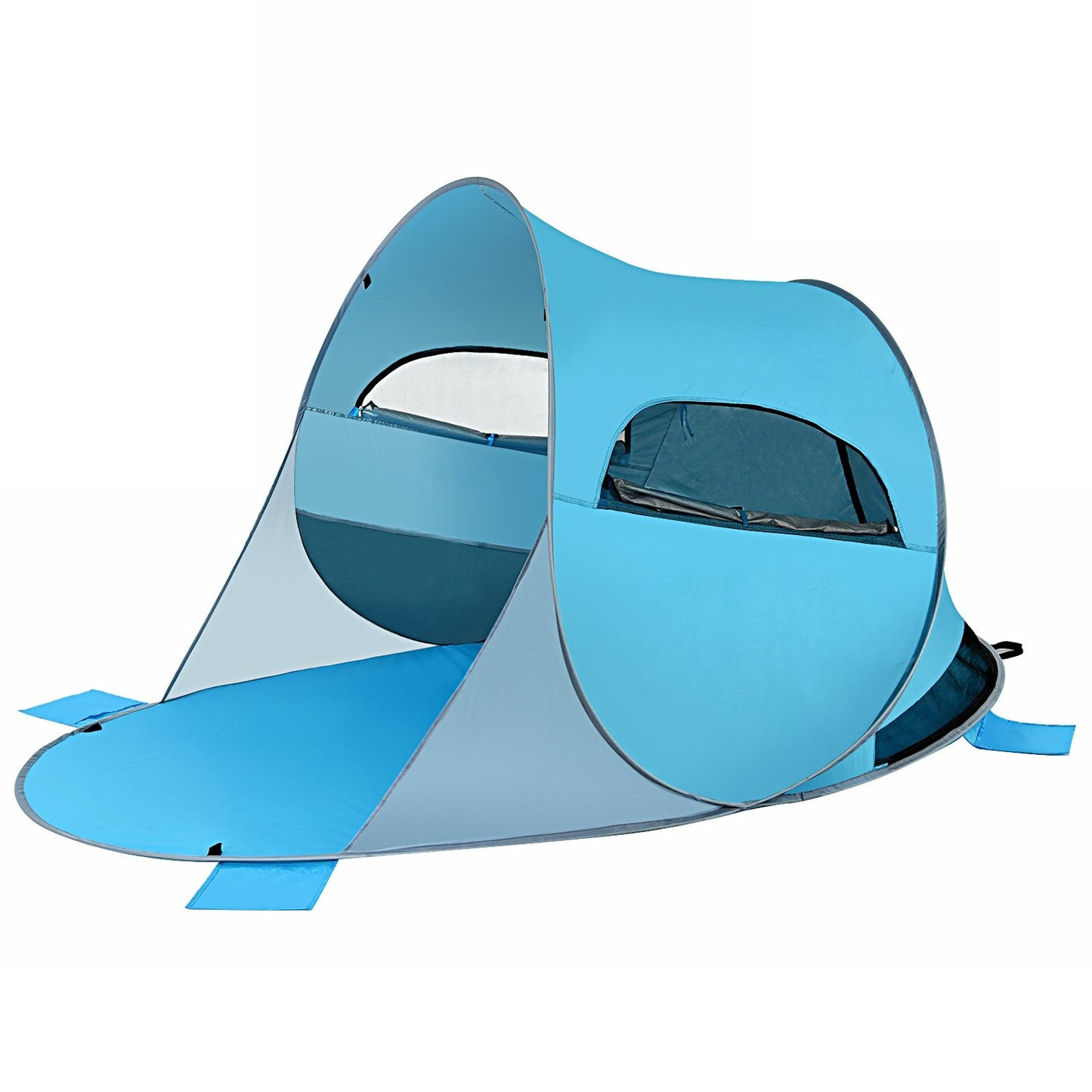 Pop Up Beach Shelter 3-4 Person Beach Tent Sun Protection Throw Tent for Outdoor Blue