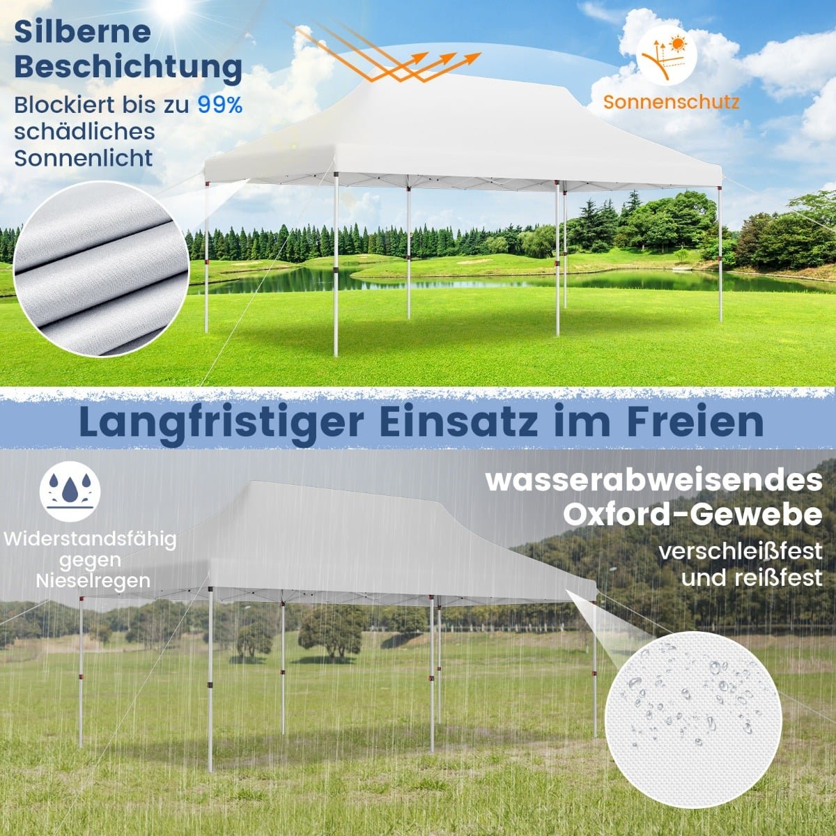 Pop-Up Event Canopy Tent, 300x600 cm, Adjustable Height