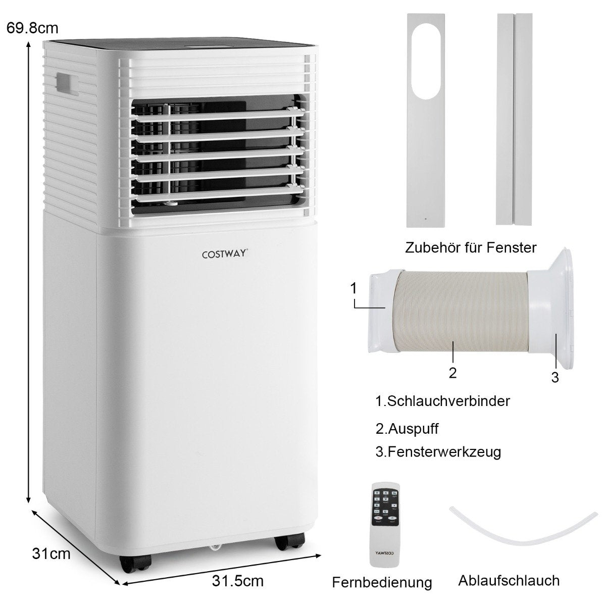 Portable Air Conditioner 4 in 1 Air Cooler with Black LED Display 7000 BTU