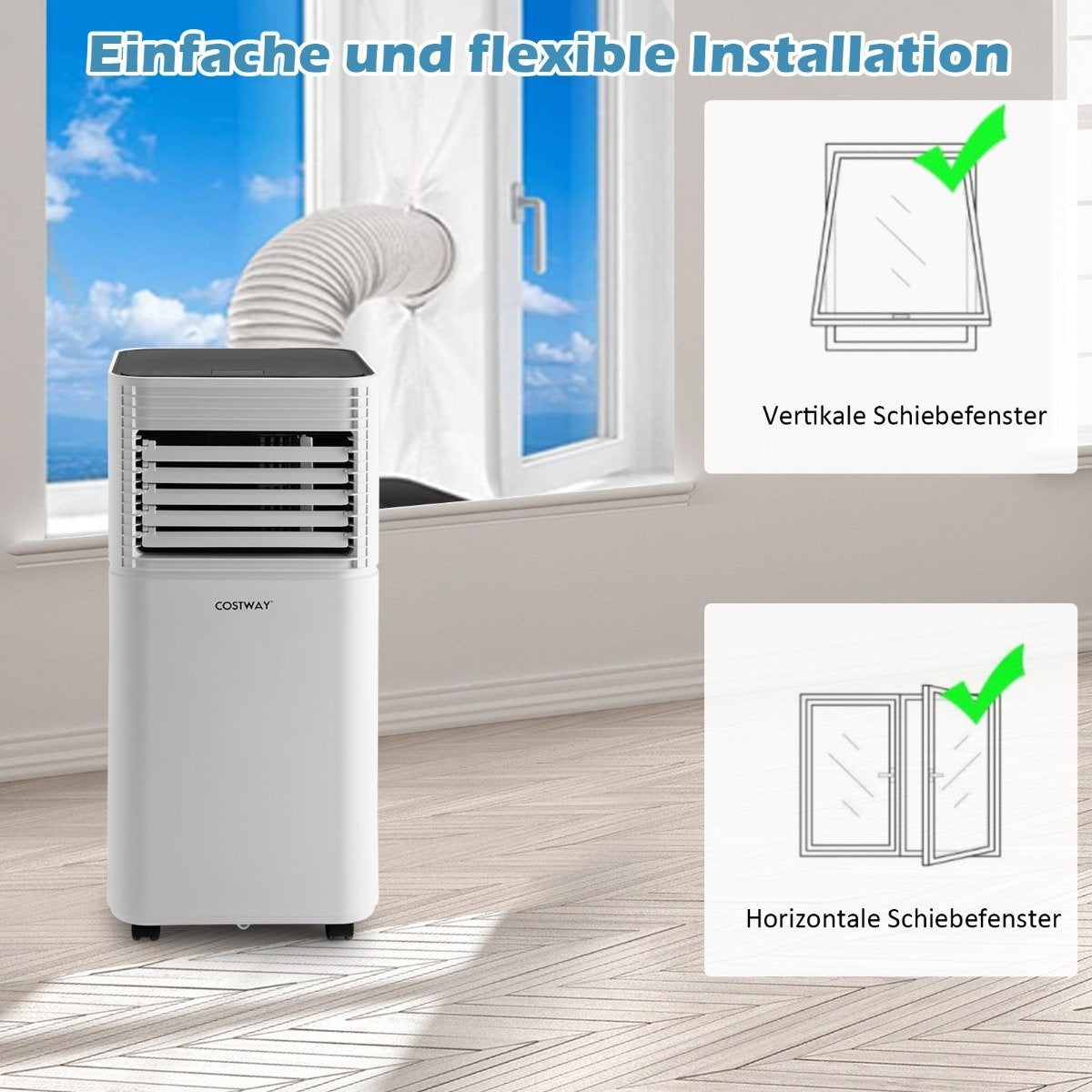 Portable Air Conditioner 4 in 1 Air Cooler with White LED Display 7000 BTU