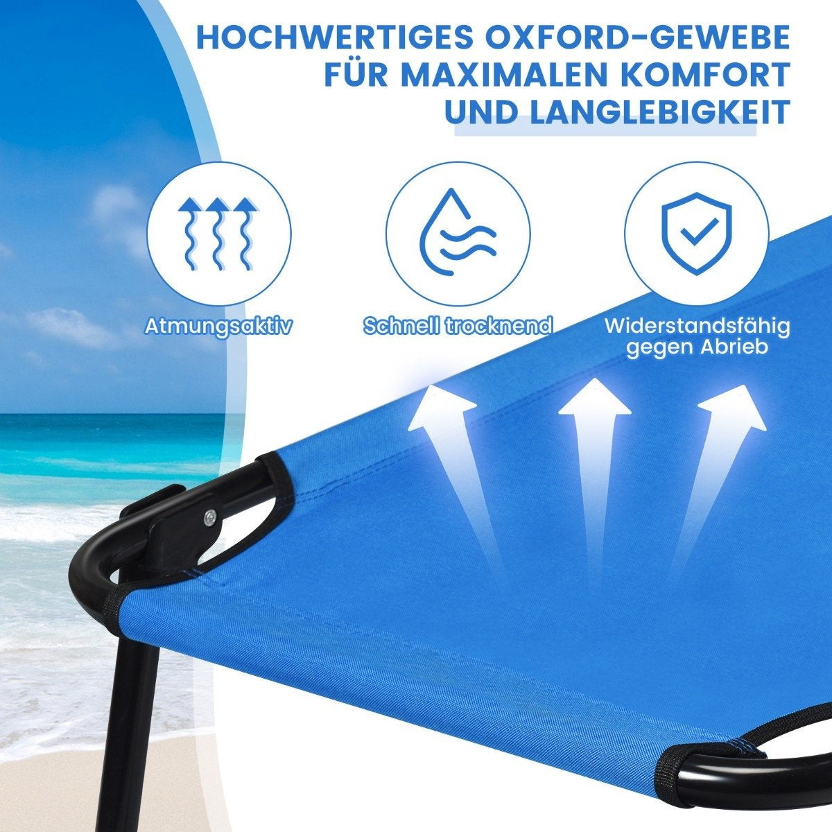 Portable Folding Camping Bed 190cm Long Fabric Sleeping Bed Blue
