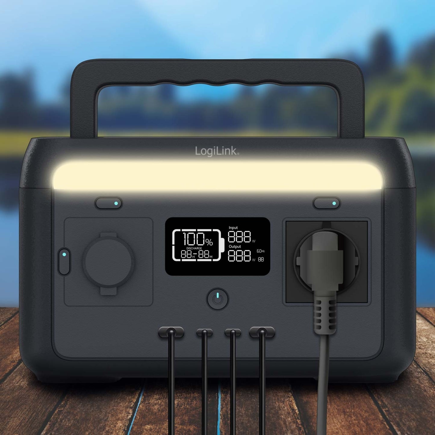 Portable Power Station 300W, 204.8Wh, 6 Ports, LED Light