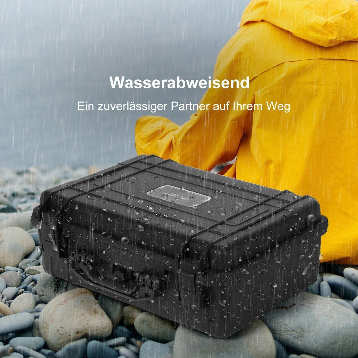 Portable waterproof hard case with adjustable foam insert 56 x 44 x 22 cm