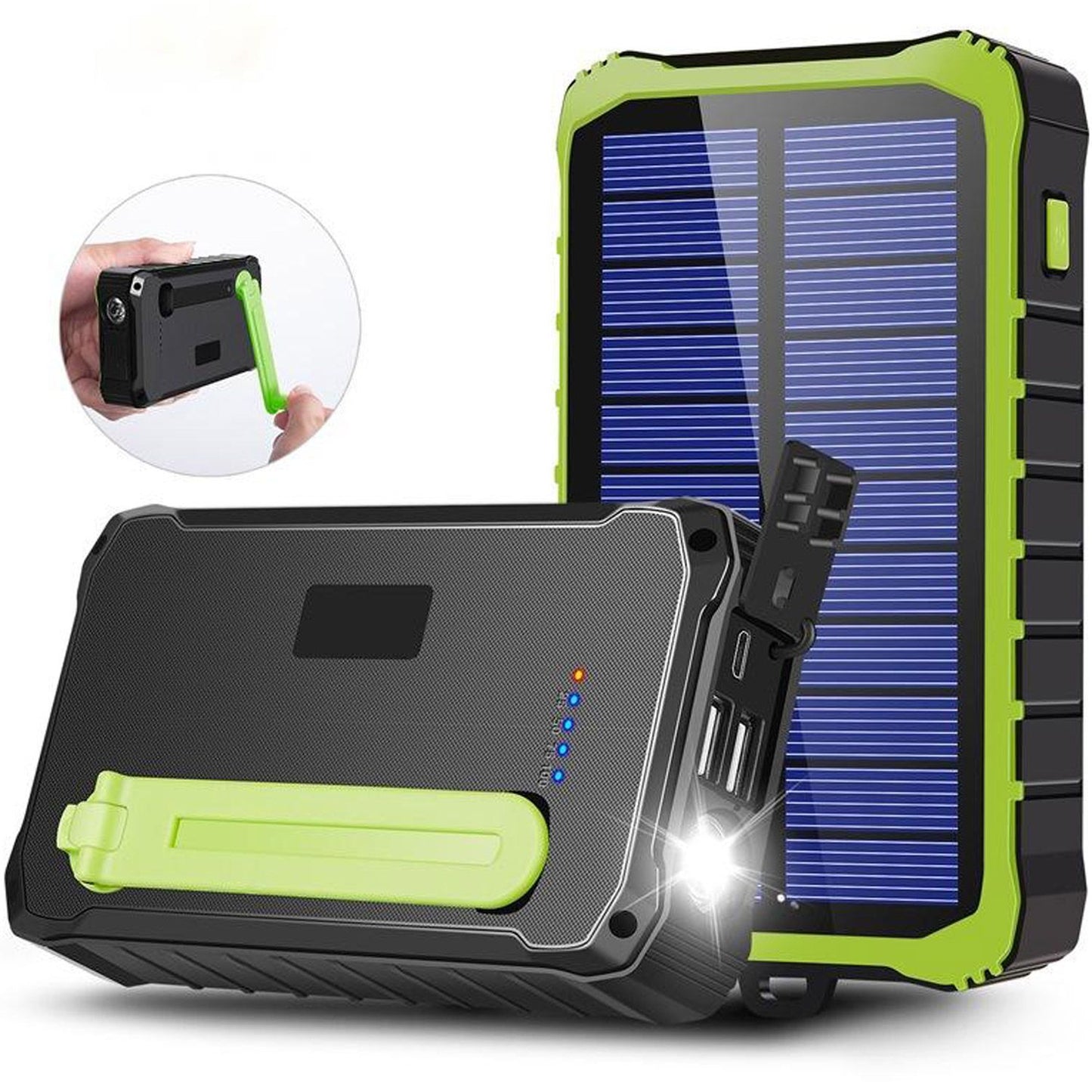 PowerBank 10,000 mAh Solar Cell Crank Black/Green